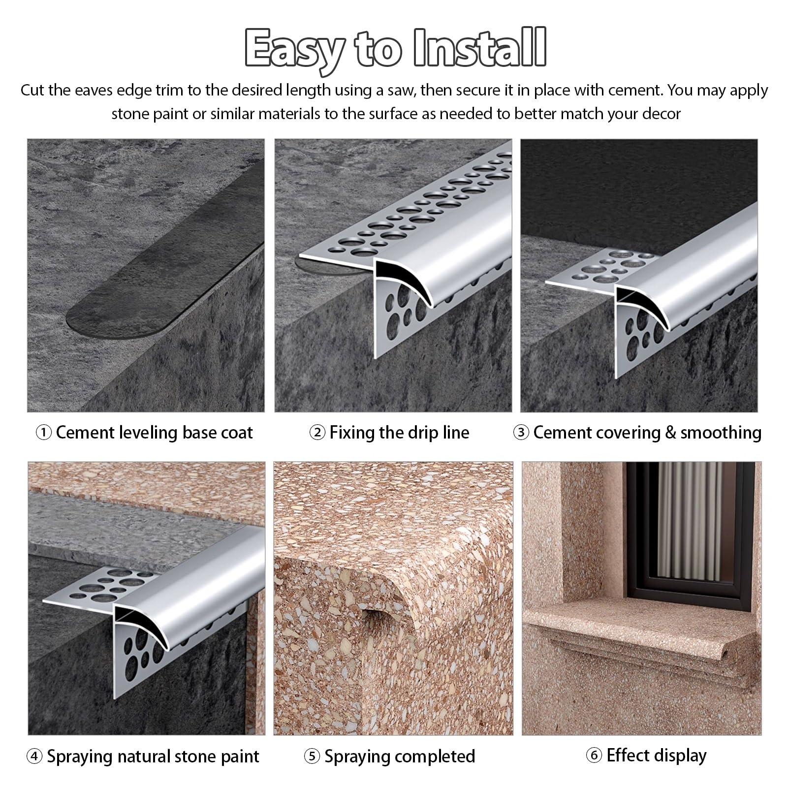 Borde de Goteo Protección Contra Goteos de Lluvia para Techos, Resistente a Rayones, Resistente a La Intemperie, Previene el Reflujo de Agua de Lluvia, Protección(4.0m/13.1ft)