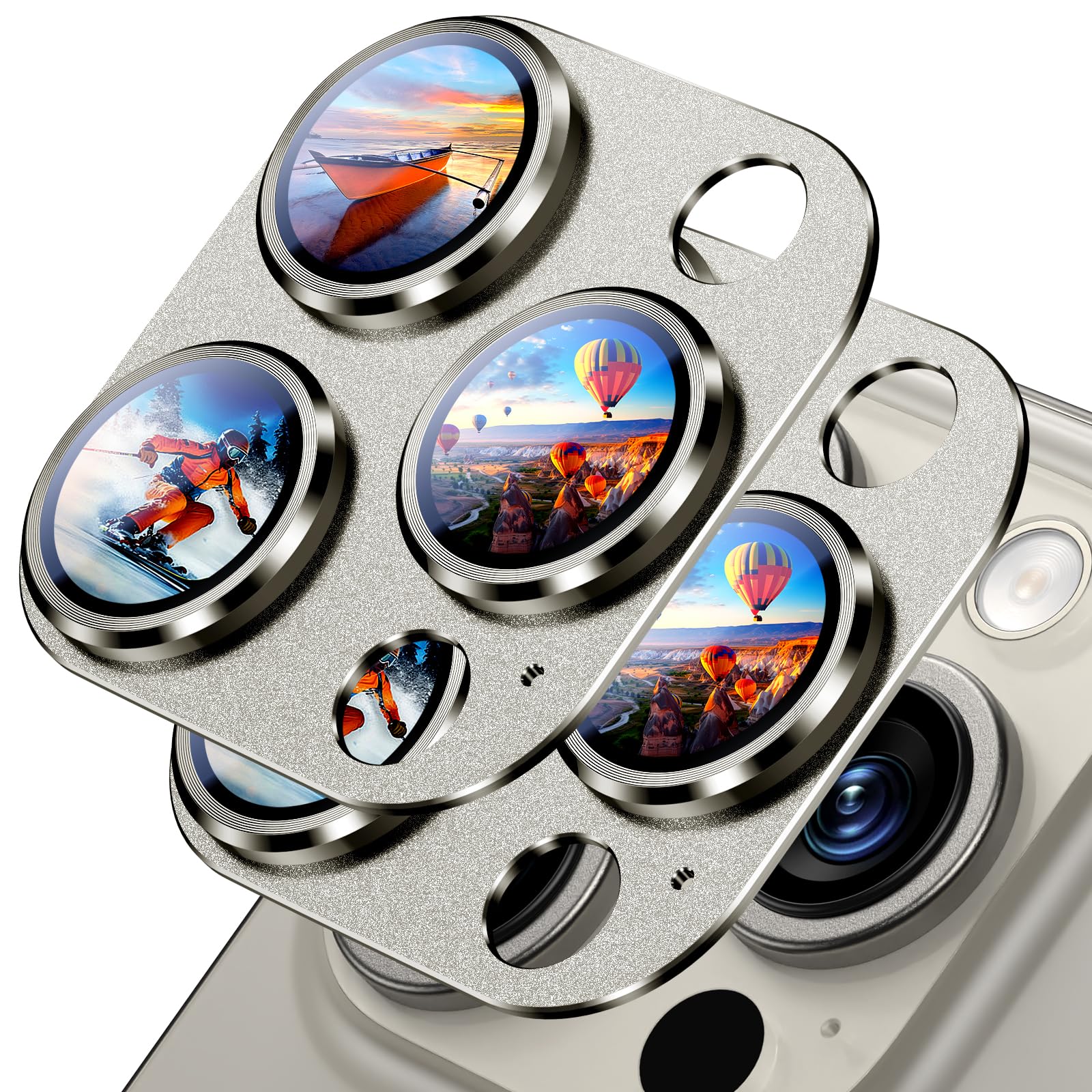 Uyiton Compatible with iPhone 16 Pro/iPhone 16 Pro Max Camera Lens Protector - [Not Easy to Break][Strong Adsorption][Case-Friendly] Metal Tempered