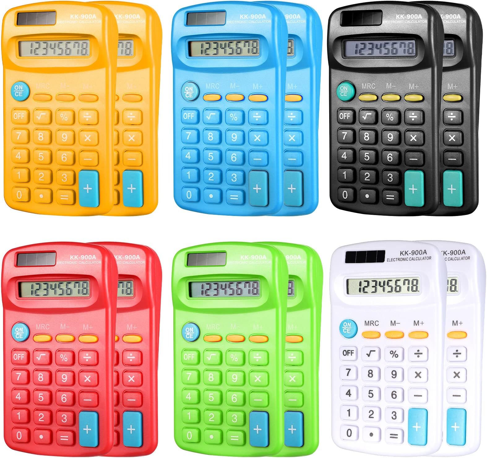 Pocket Size Mini Calculators 8 Digit Display Basic Standard Calculators Handheld 8-Digit Primary Calculator for School Students Kids Desktop Home Office, 6 Colors (24 Pieces)