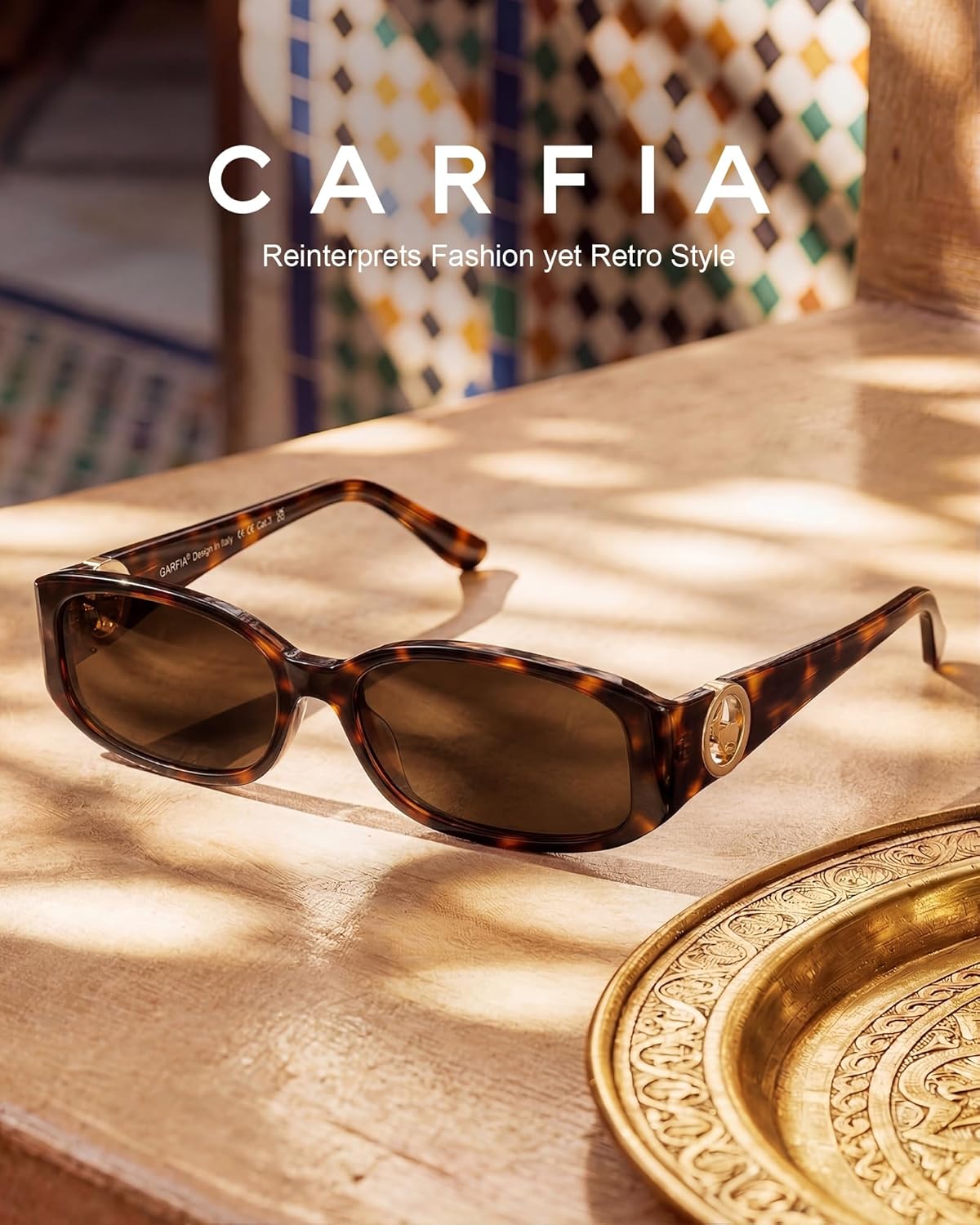 CARFIA Retro Narrow Rectangle Womens Polarized Sunglasses, Durable Acetate Fashion Shades for Driving Travel Outdoor CA6605