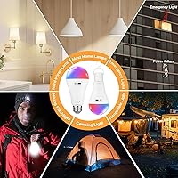 Vista 6 de 5200mAh Rechargeable Light Bulbs for Lamps,Led Battery Backup Light Bulb with Remote Control, 4 Pack A21 Wireless Emergency Bulbs for Power