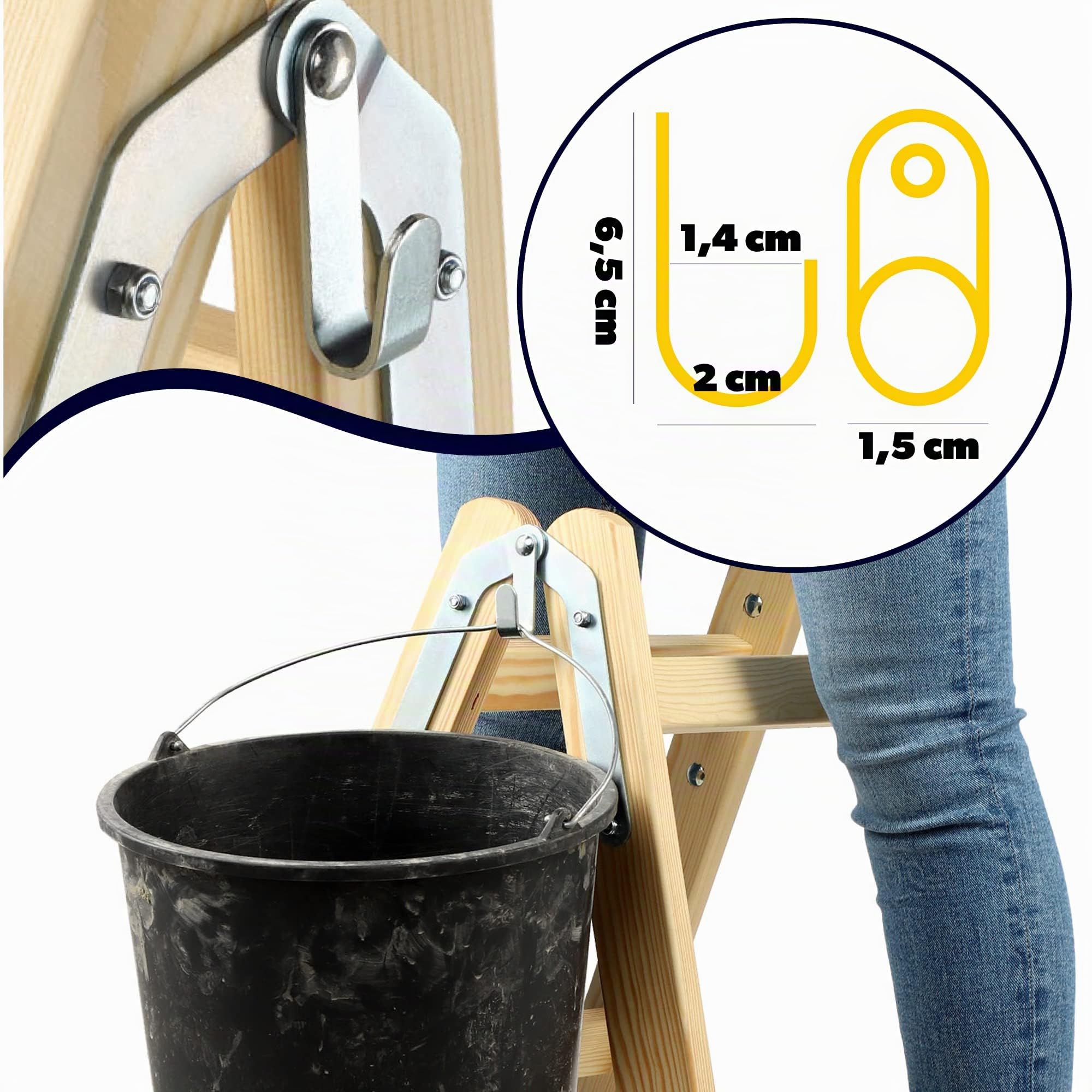KADAX Escalera de Madera de Pino Imreganda con 5 Peldaños, Diseño Plegable y Soporte de hasta 150 kg, Ideal para Uso en Interiores y Exteriores