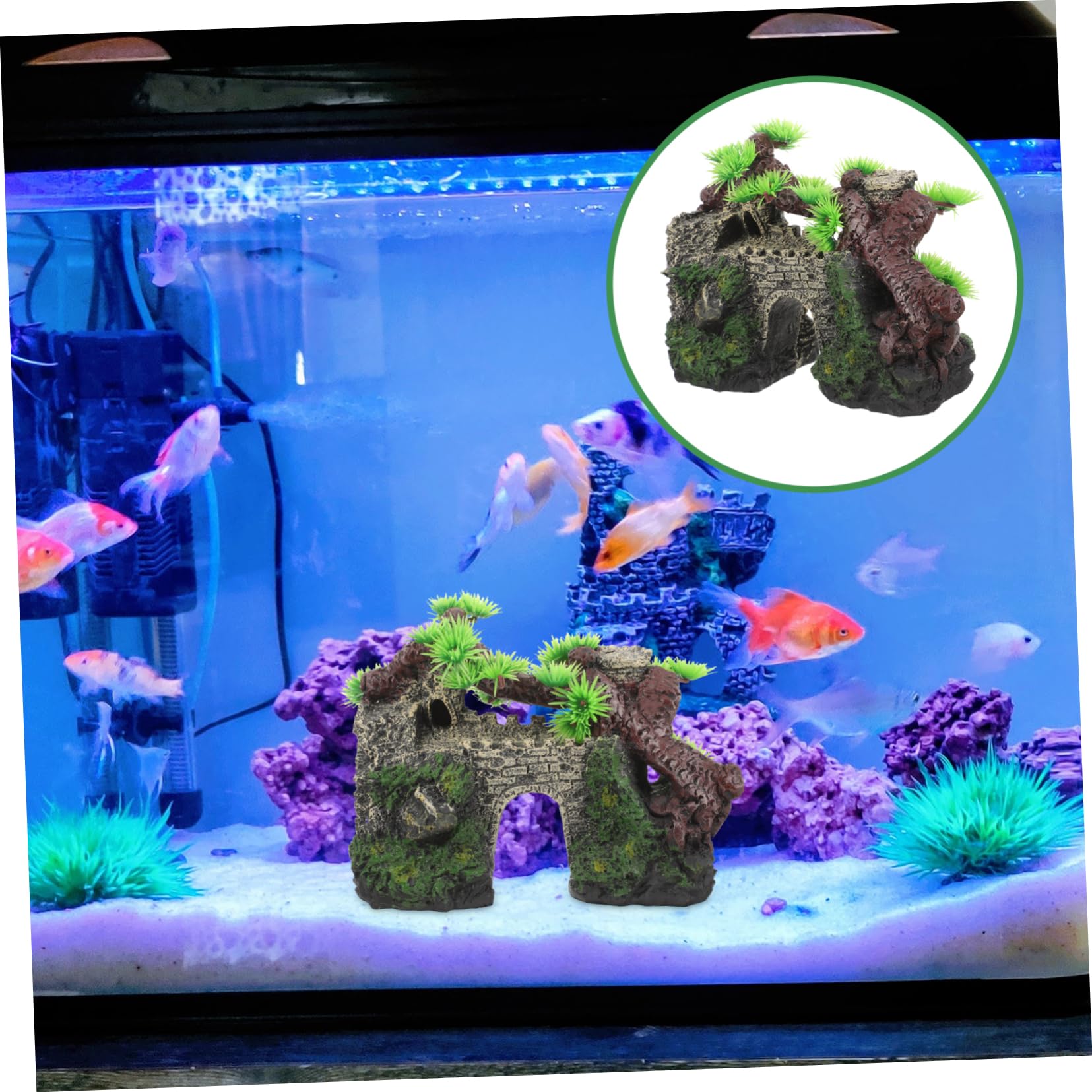 PRETYZOOM 2 Piezas Decoración De Peces Accesorios Decoración del Acuario Castillo del Acuario Decoración del Árbol del Tanque De Peces Ultravioleta Condujo Falso Acuarios Tanques Raíz Resina