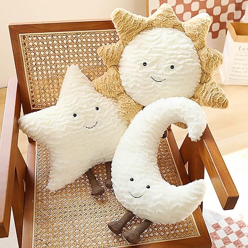 Miniatura 4 de Moon Star Sun Pillow Cojín de sofá  Almohada decorativa de apoyo lumbar  Almohada decorativa de felpa suave (15 pulgadas, estrella)