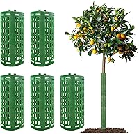 5-Pack 15x10 Inch Green Tree Trunk Protectors - Stackable Bark Guards Against Mowers, Trimmers & Rodents for Saplings & Trees