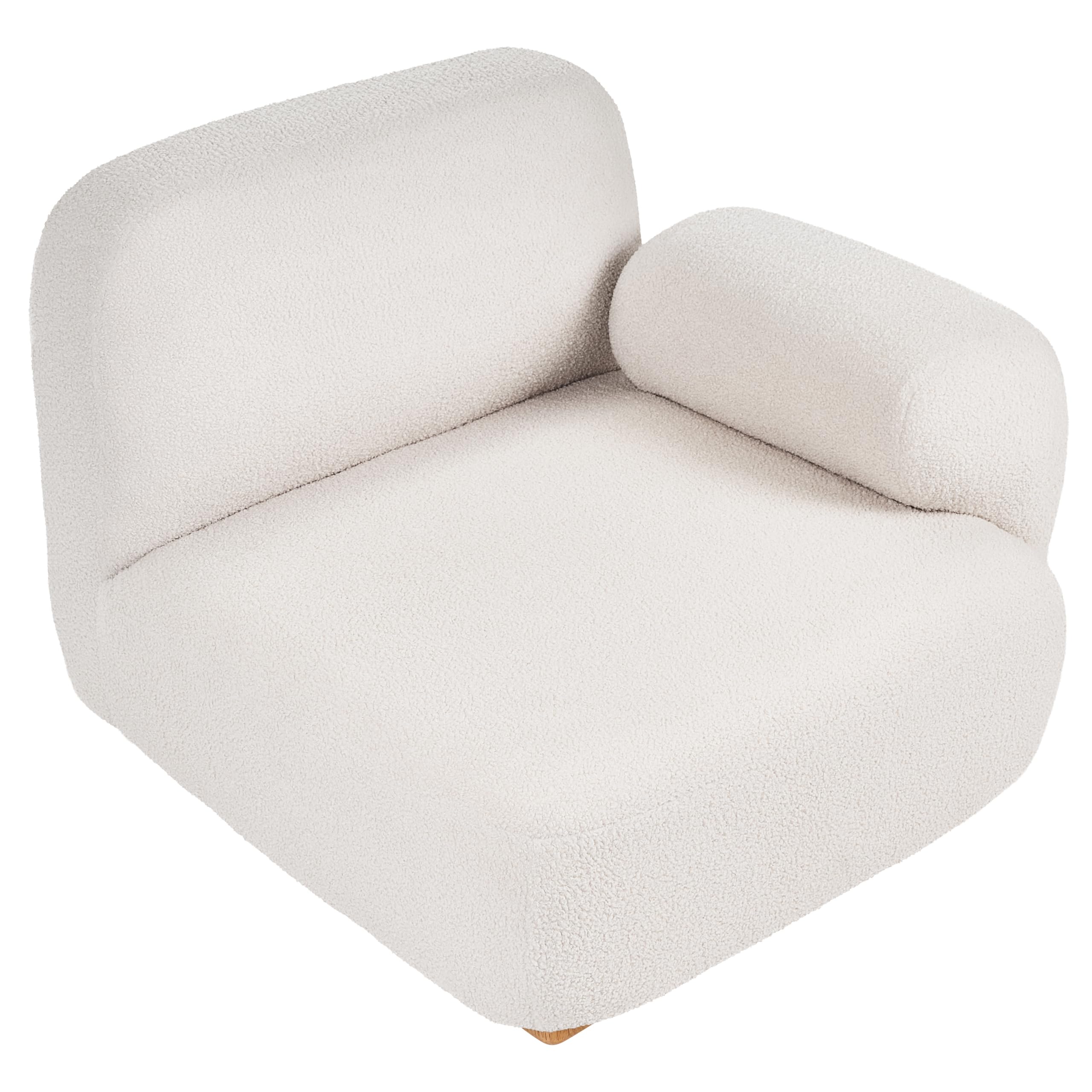 Beliani Sessel linksseitig Bouclé cremeweiß gepolstert modular mit Armlehne Lehne & Holzbeinen modern Amli