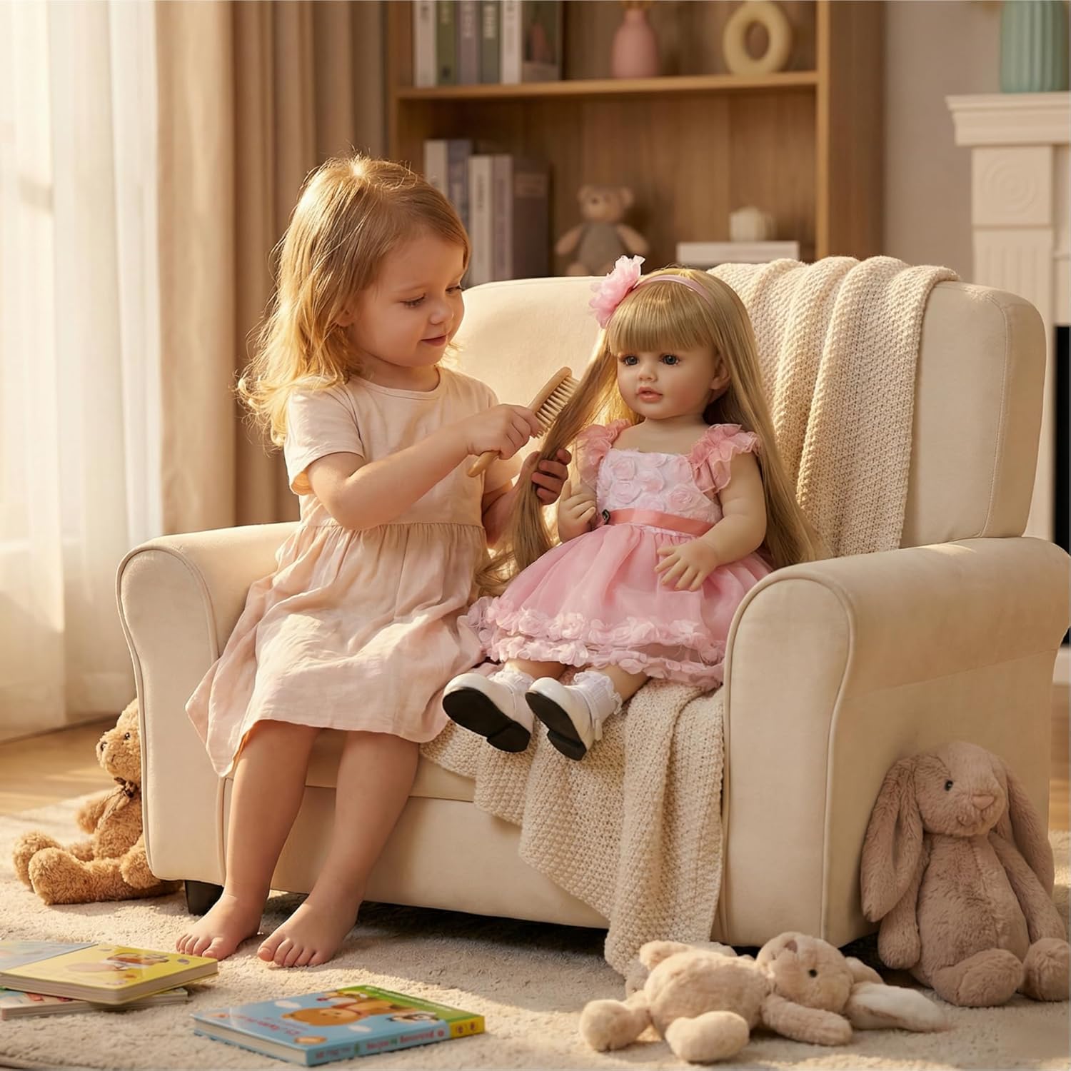 Pinky Reborn Lovely 22inch 55cm Reborn Baby Dolls Full Body Vinyl Girl Reborn Baby Dolls Realistic Anatomically Correct Real Girl,Handmade Lifelike Awake Eyes,Multicolor Gift for Child