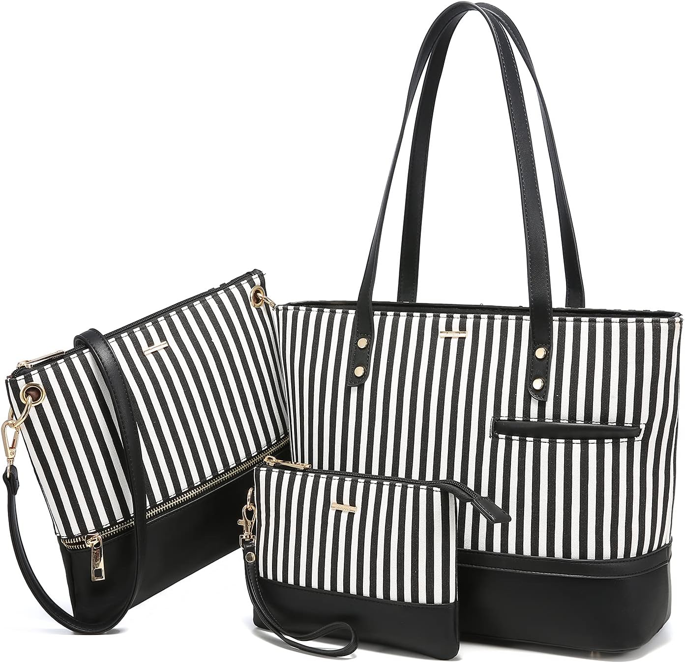 LOVEVOOK Womens Purses Satchel Handbags Shoulder Hobo Tote Bag Top Handle Crossbody 3pcs Purse Set Stripes Style,Black LOVEVOOK Womens Purses Satchel Handbags Shoulder Hobo Tote Bag Top Handle Crossbody 3pcs Purse Set Stripes Style,Black