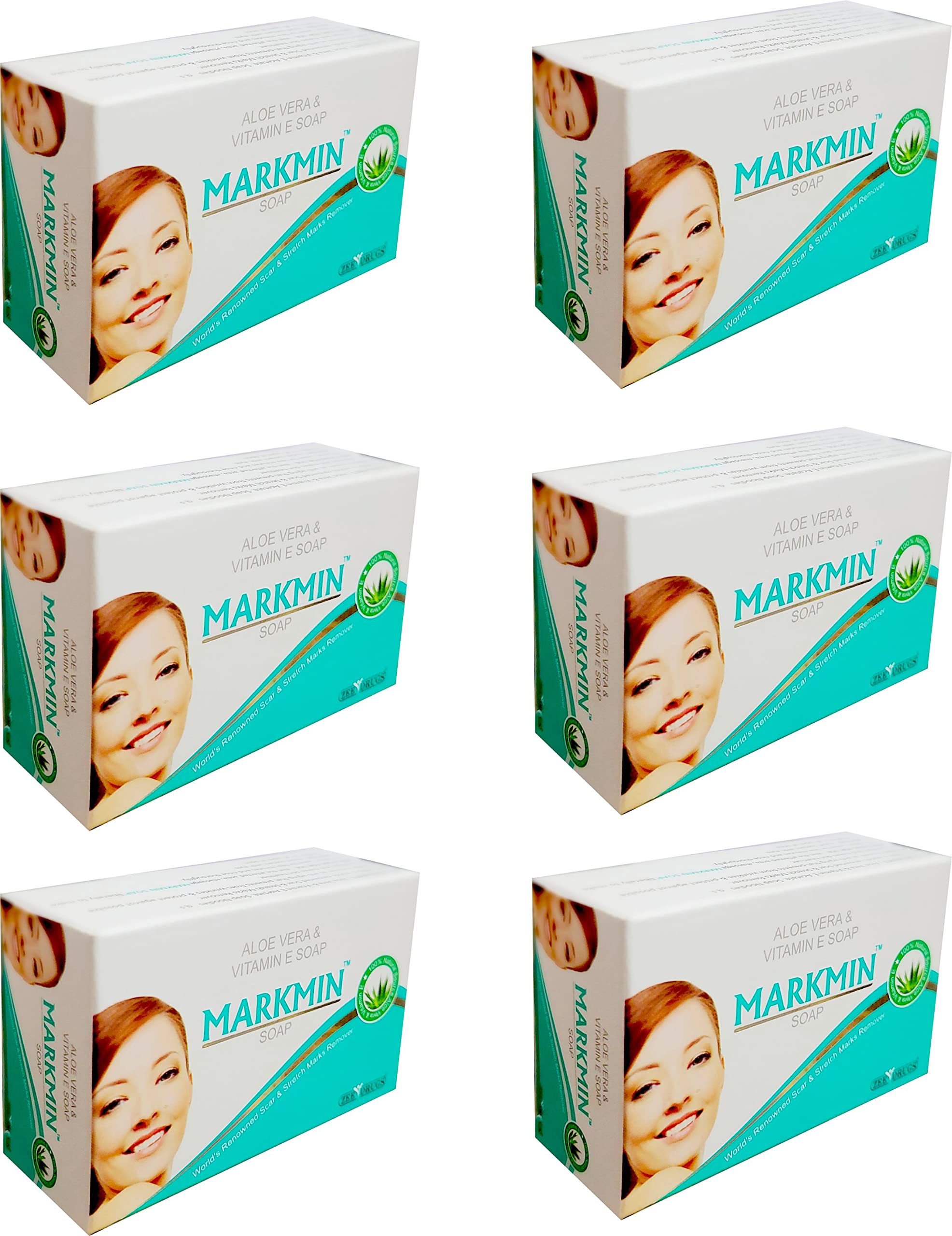 rotex zee drugs markmin aloevera & vitamin e soap i world renowned scar & strech mark remover soap 75ggm (pack of 6)