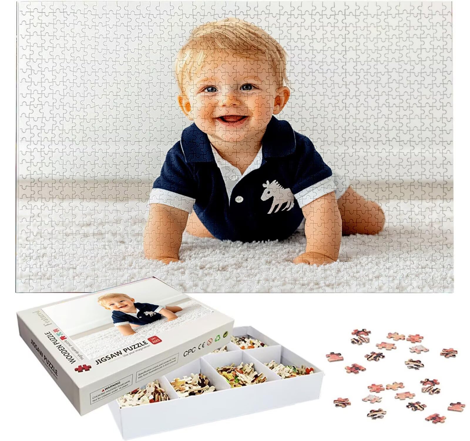 Puzzle Personalizado con Foto, Personalizada Rompecabezas Personalizado Diseña tu Logo Foto o Texto, Personalizado Navidad Halloween San Valentín Parejas Niños Familia Amigos h-2669