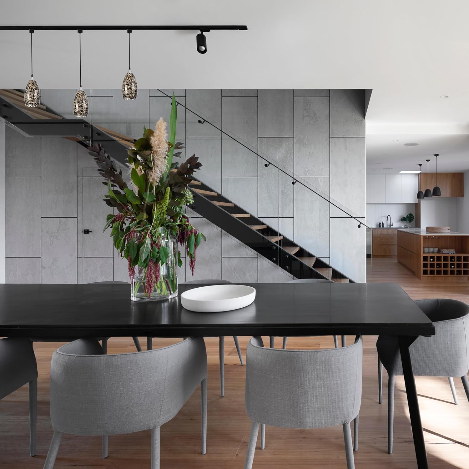 Kiven H-Type Track Lighting Pendants,3-Light Modern h Track Pendant Lights with Art Glass Lampsade,Decorative Track Lighting Fixture for Hallway Kitchen Island DZ0502