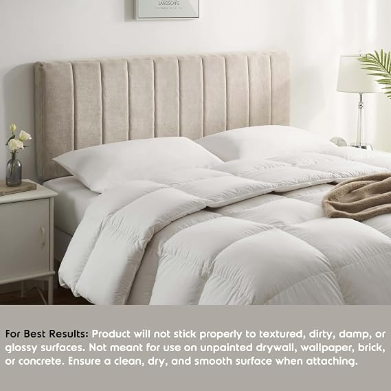 Upholstered Queen Headboard - Easy Assemble Channel Stitched Headboard Queen Size - Wall Mounted Headboards with 3D Soundproof Wall Panels Peel & Stick Floating Headboards, Beige