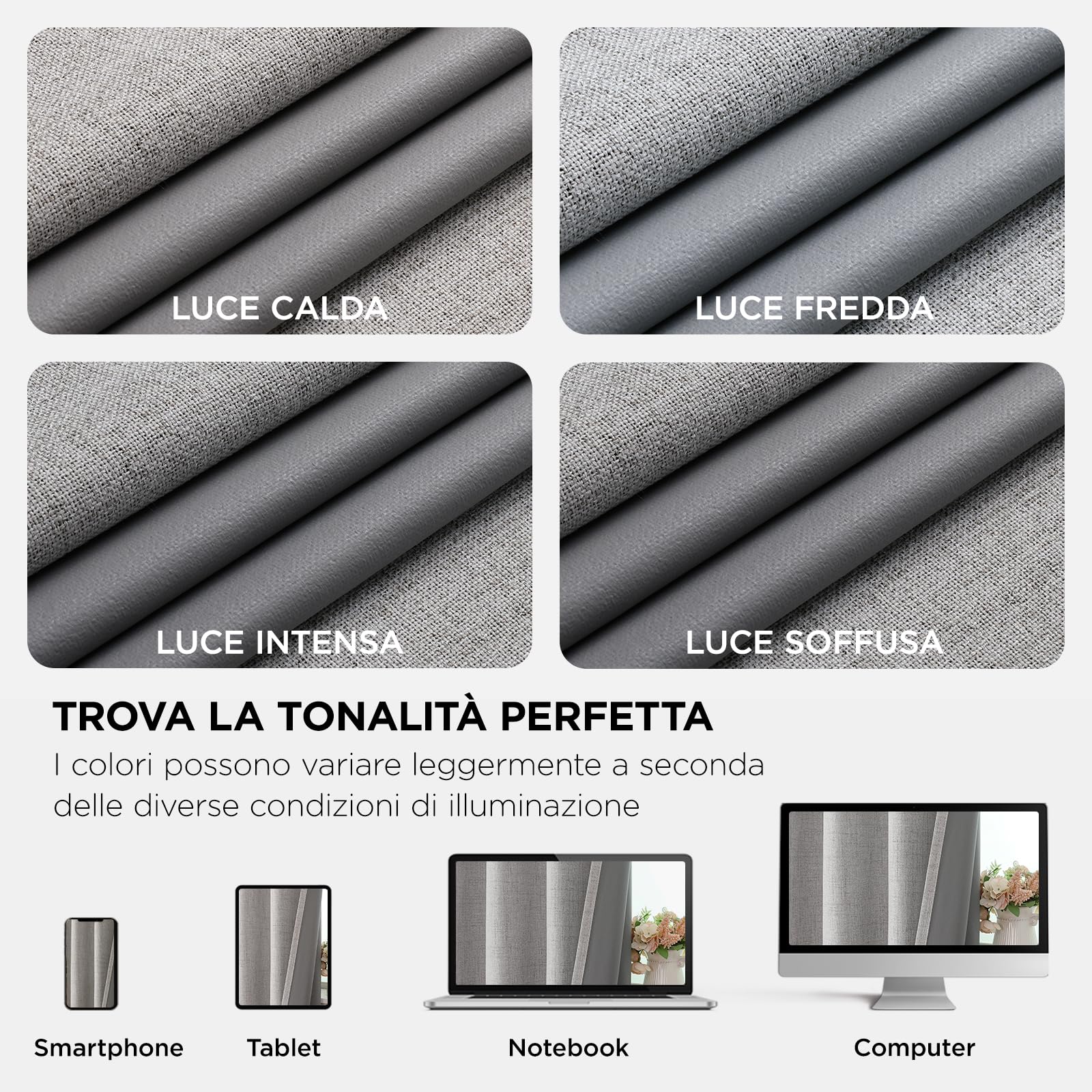 Joydeco Tende Oscuranti per Interni 2 Pezzi L 140 x A 200, Lino Termiche con Occhielli, Bianco