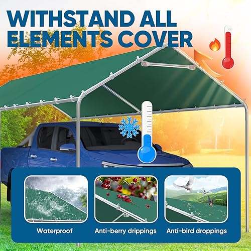 Miniatura 59 de Quictent Tienda de campaña galvanizada de alta resistencia de 10 x 20 pies para cochera, refugio de lancha con estructura reforzada, con borde