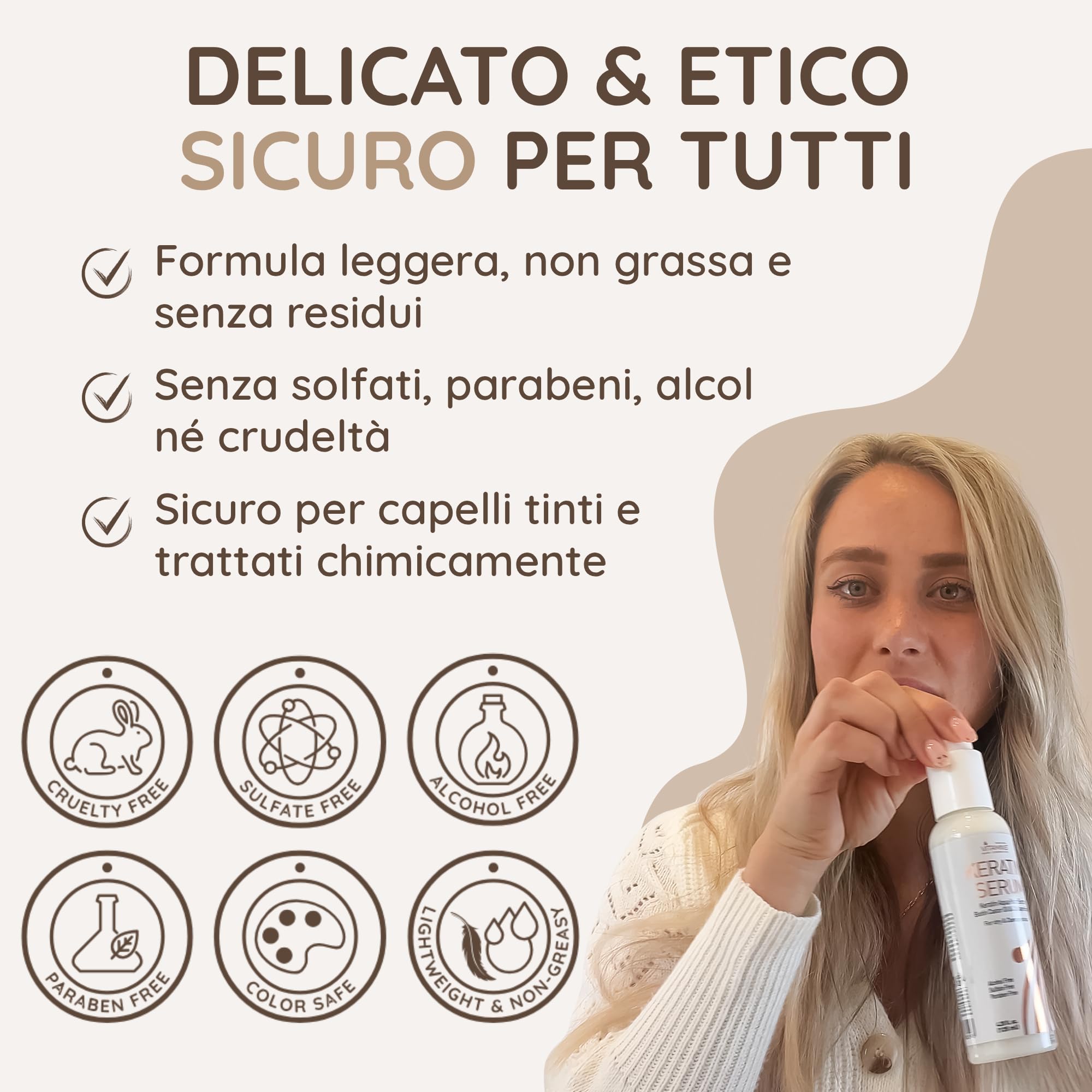 Vitamins Siero per Capelli alla Cheratina - Trattamento Idratante Anti-Crespo al Collagene con Biotina per Capelli Secchi, Crespi, Danneggiati Ondulati o Lisci