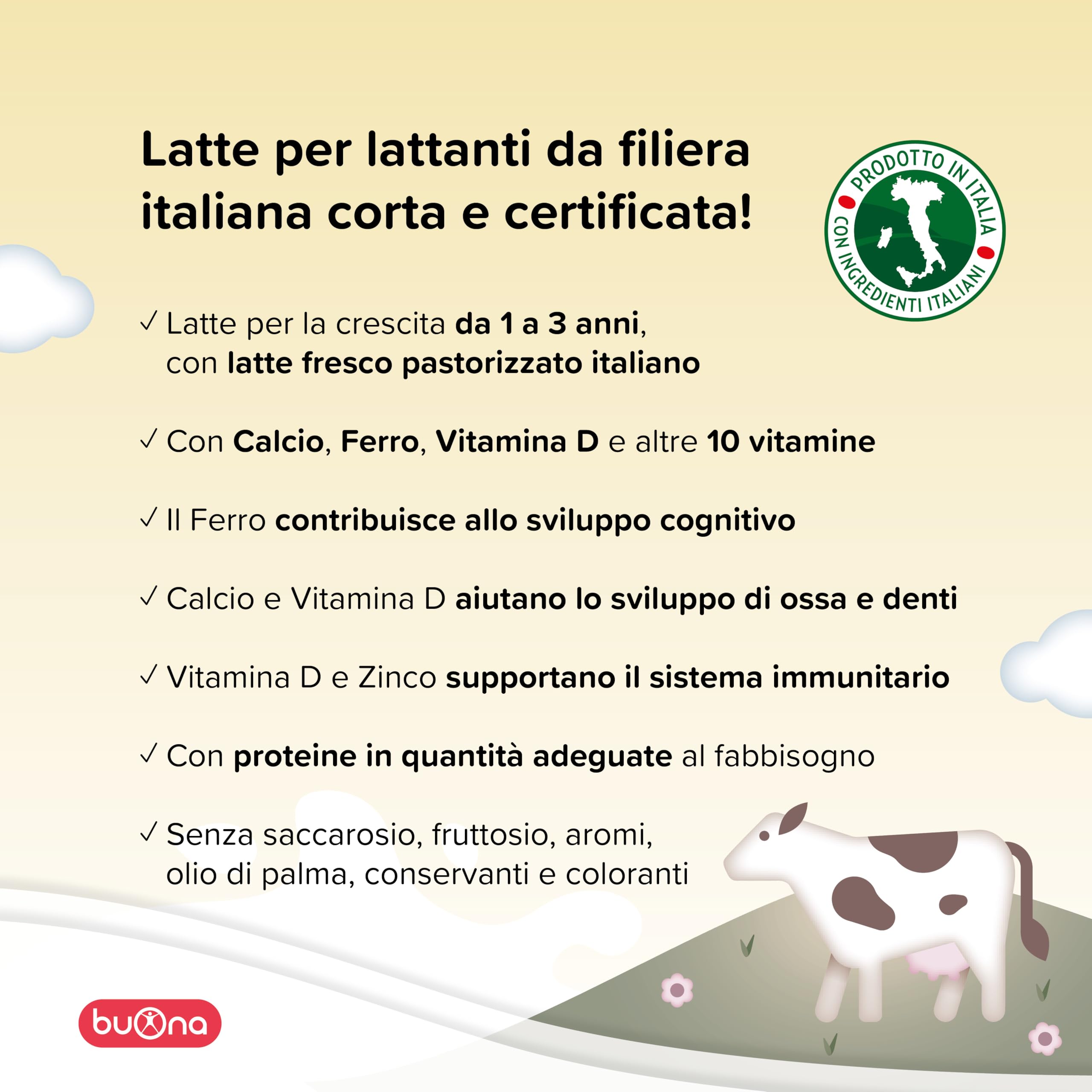 Buona Latte in Polvere Bambini, BBmilk 1 3 anni 2x400g, con Ferro, Calcio, Vitamina D e Zinco, Latte Crescita per Fabbisogni nella Prima Infanzia da 1 a 3 Anni