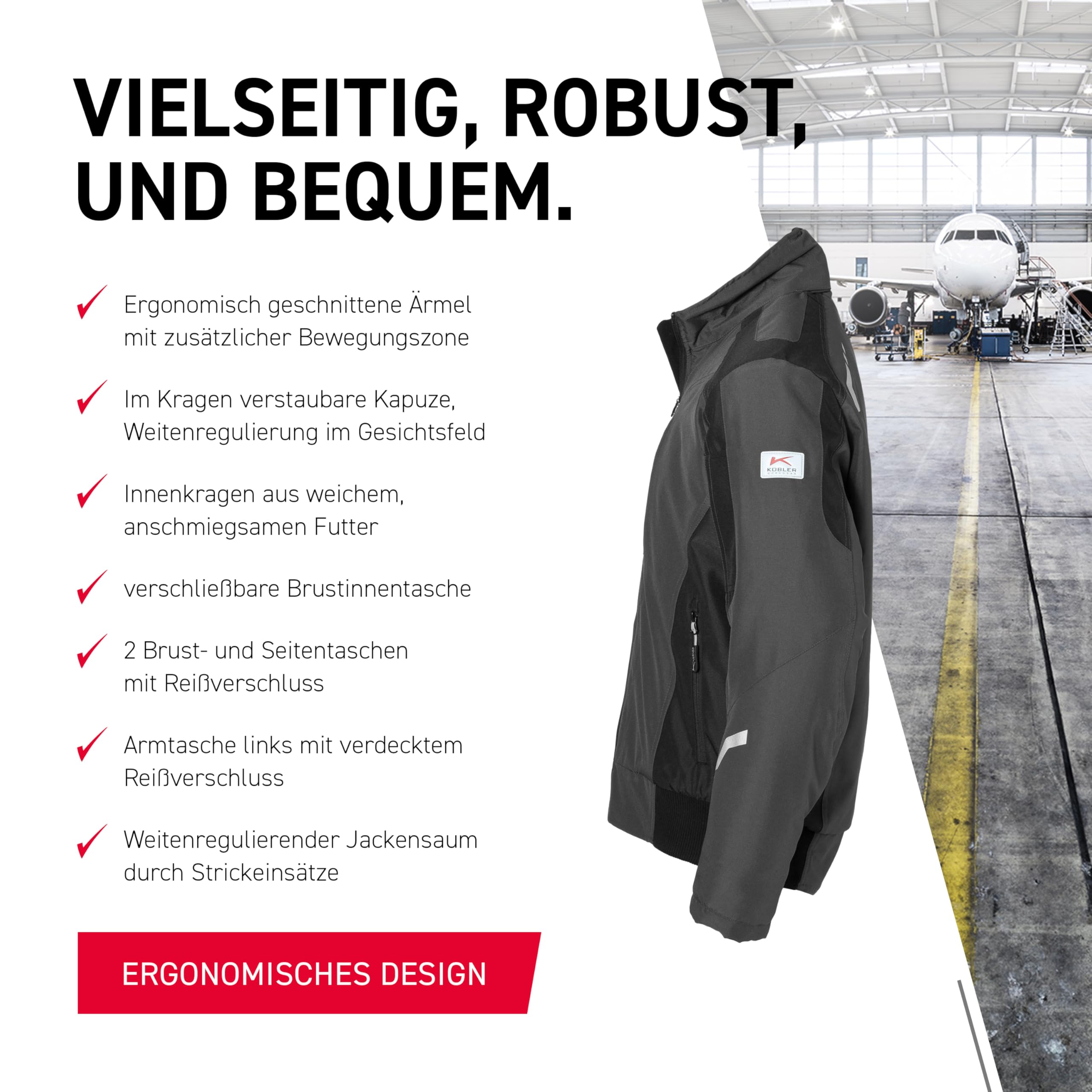 KÜBLER Workwear Wetterblouson – Jacke mit wattiertem Steppfutter – Wetterblouson aus 100% Polyester anthrazit/schwarz Gr. M