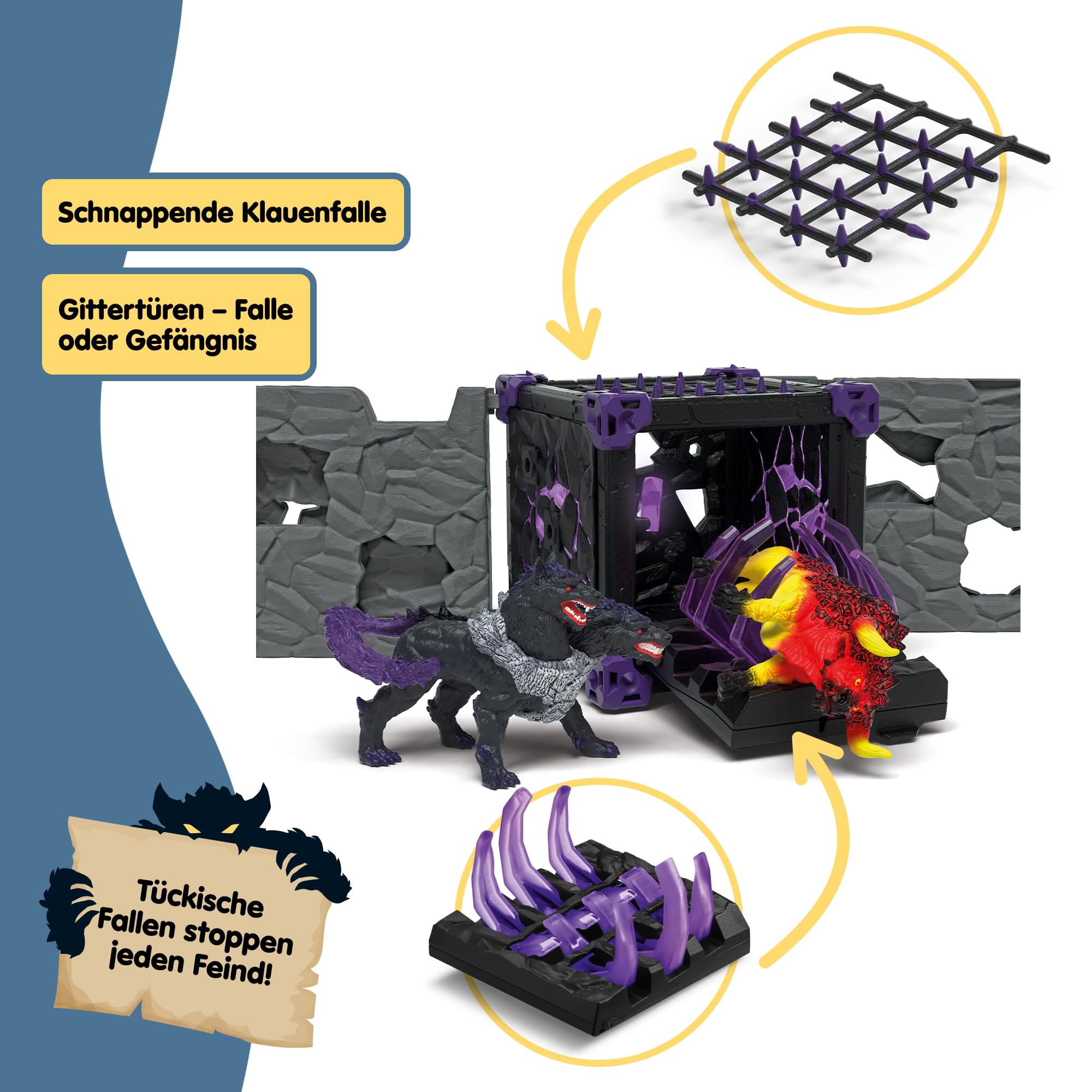 Schleich ELDRADOR | Battle CAVE Arena: Lava vs. Schatten 42673 | 71 Teile | Set aus 2 x ELDRADOR Battle Cave, 2 x Monster und 2 x Kristall | Caves zur Arena stapelbar | Spielzeug ab 7 Jahren