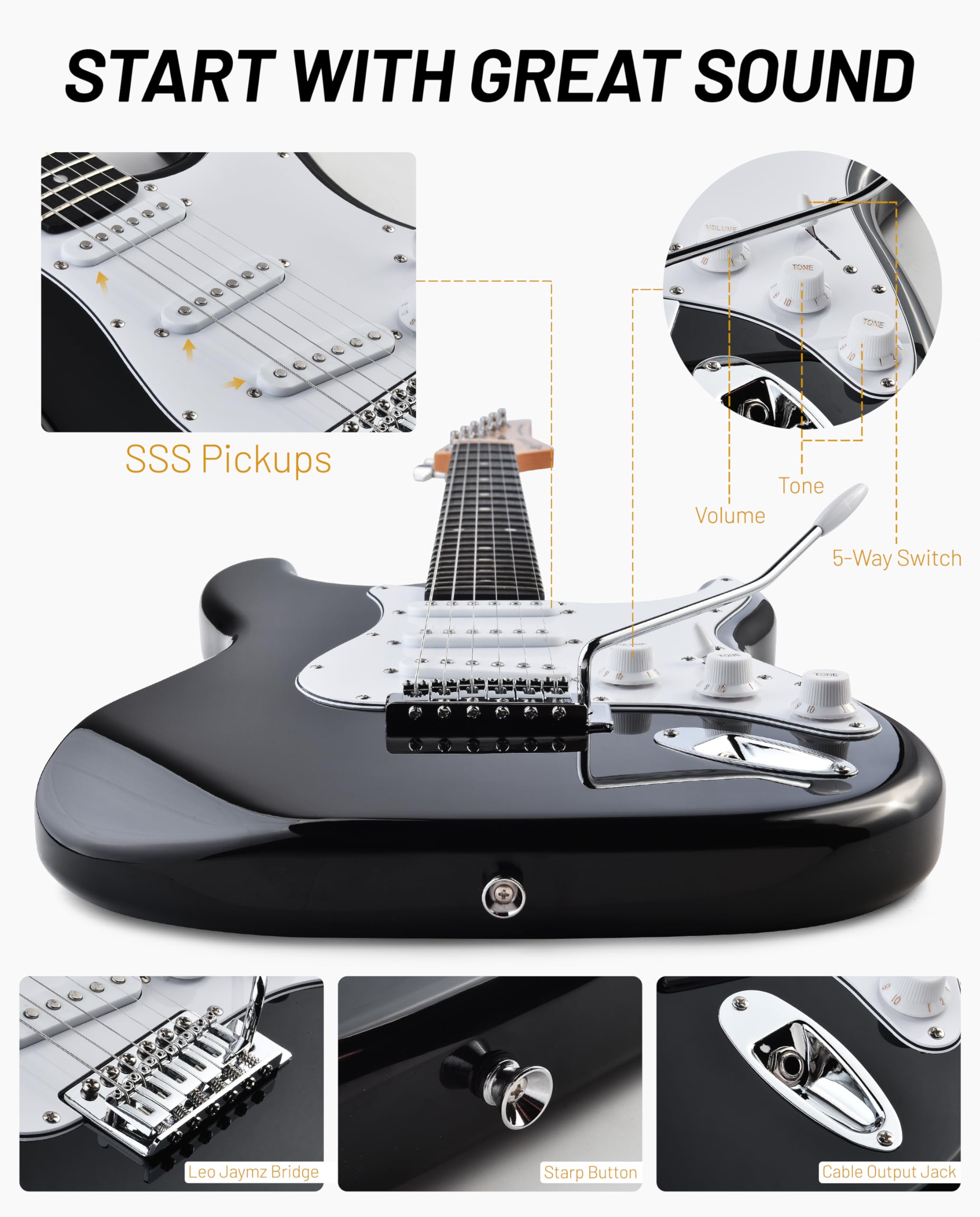 Amazon.com: Leo Jaymz Beginner Electric Guitar Complete Kit with