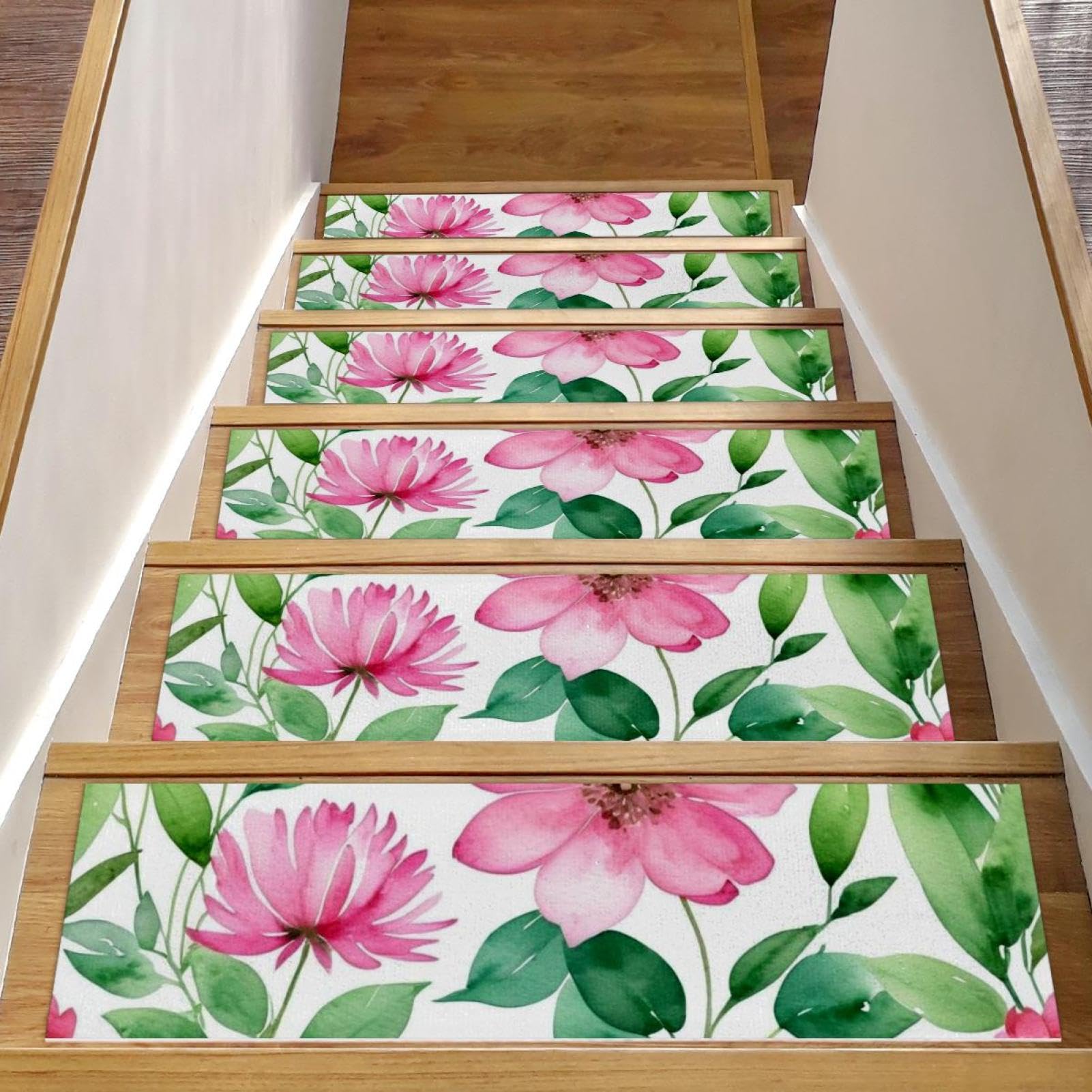 Alfombra para peldaños de madera en escaleras familiares seguras para niños y mascotas