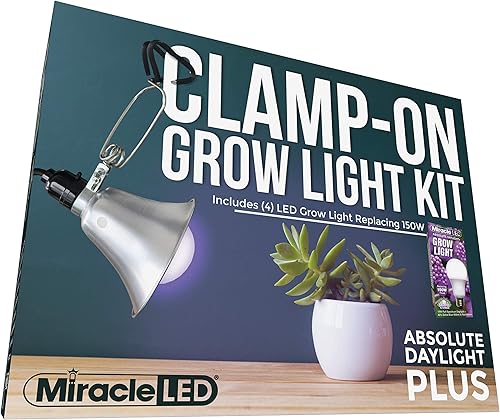 Miracle LED Kit de luces LED Absolute Daylight Plus con lámpara de cultivo de espectro rojo y azul que reemplaza 150 W (paquete de 4)