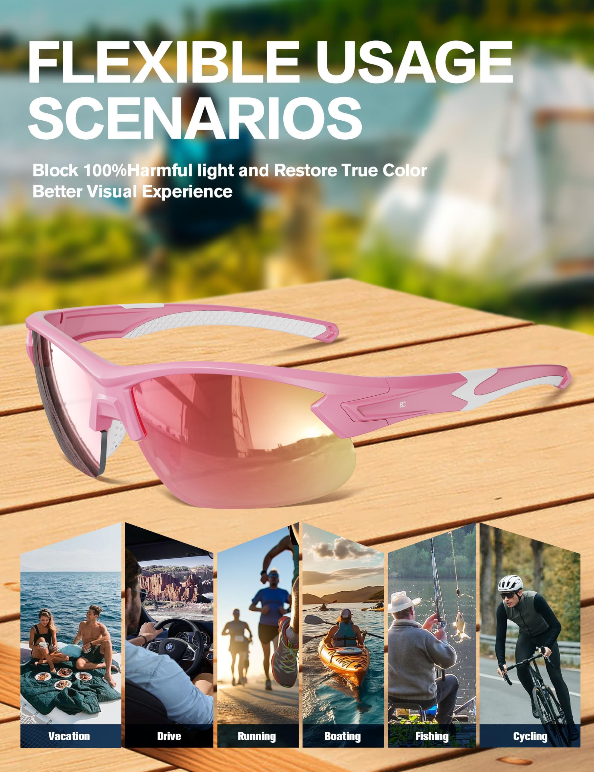 Gafas de sol deportivas polarizadas para hombre: TR90 UV400, gafas de ciclismo ligeras para correr, pescar, golf