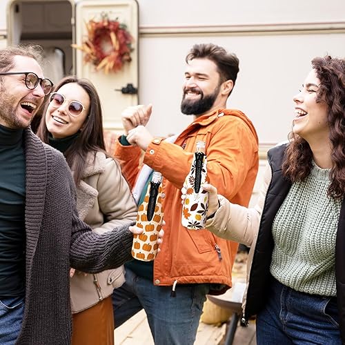 Miniatura 6 de Whaline 6 unidades de enfriadores de botellas de cerveza de Acción de Gracias, fundas de neopreno, hojas de otoño, calabaza, termoenfriadores con