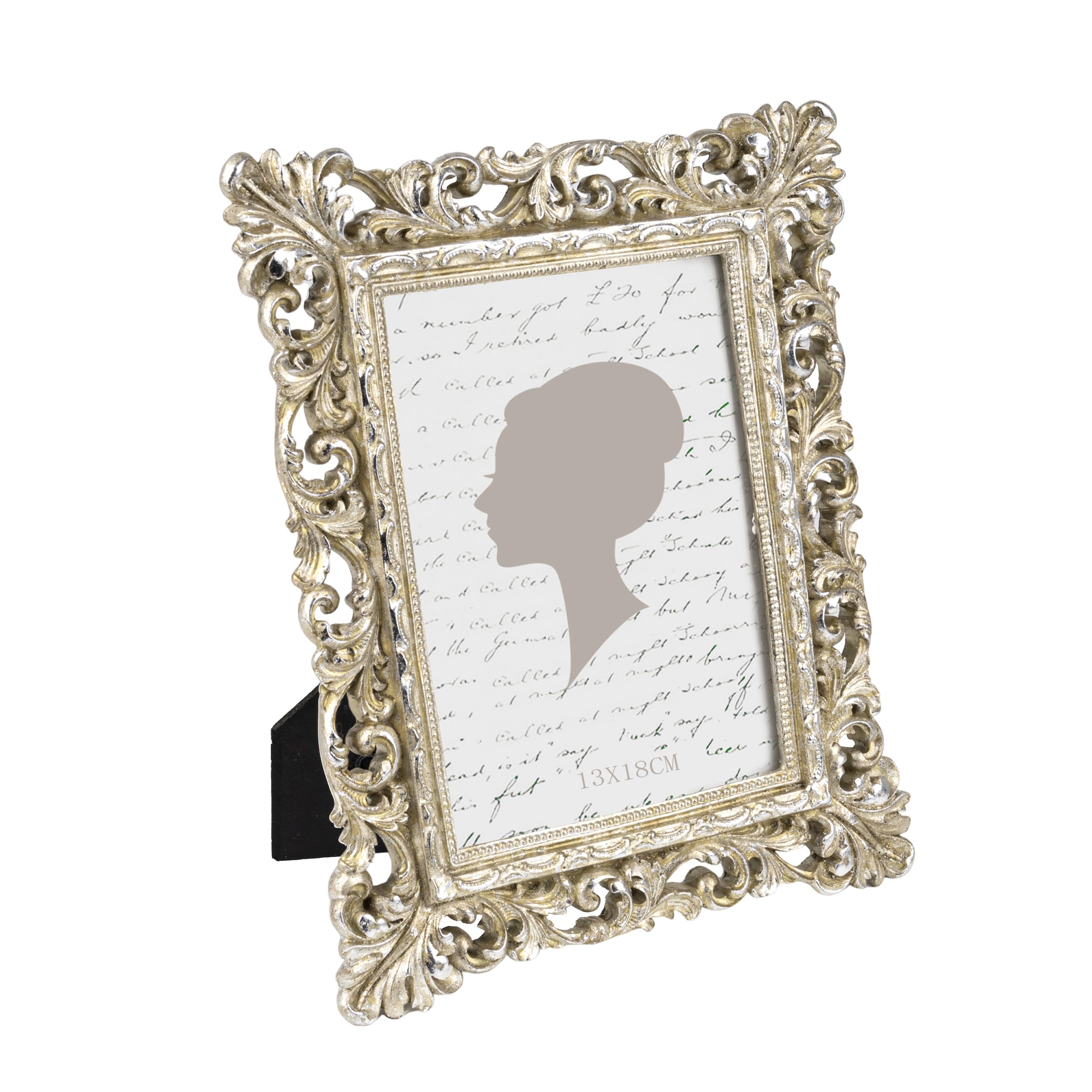 Sunlit Gold Silver Vintage Picture Frame 5X7 Inch, Large Antique Photo Frames, Tabletop Wall Hanging, Gold
