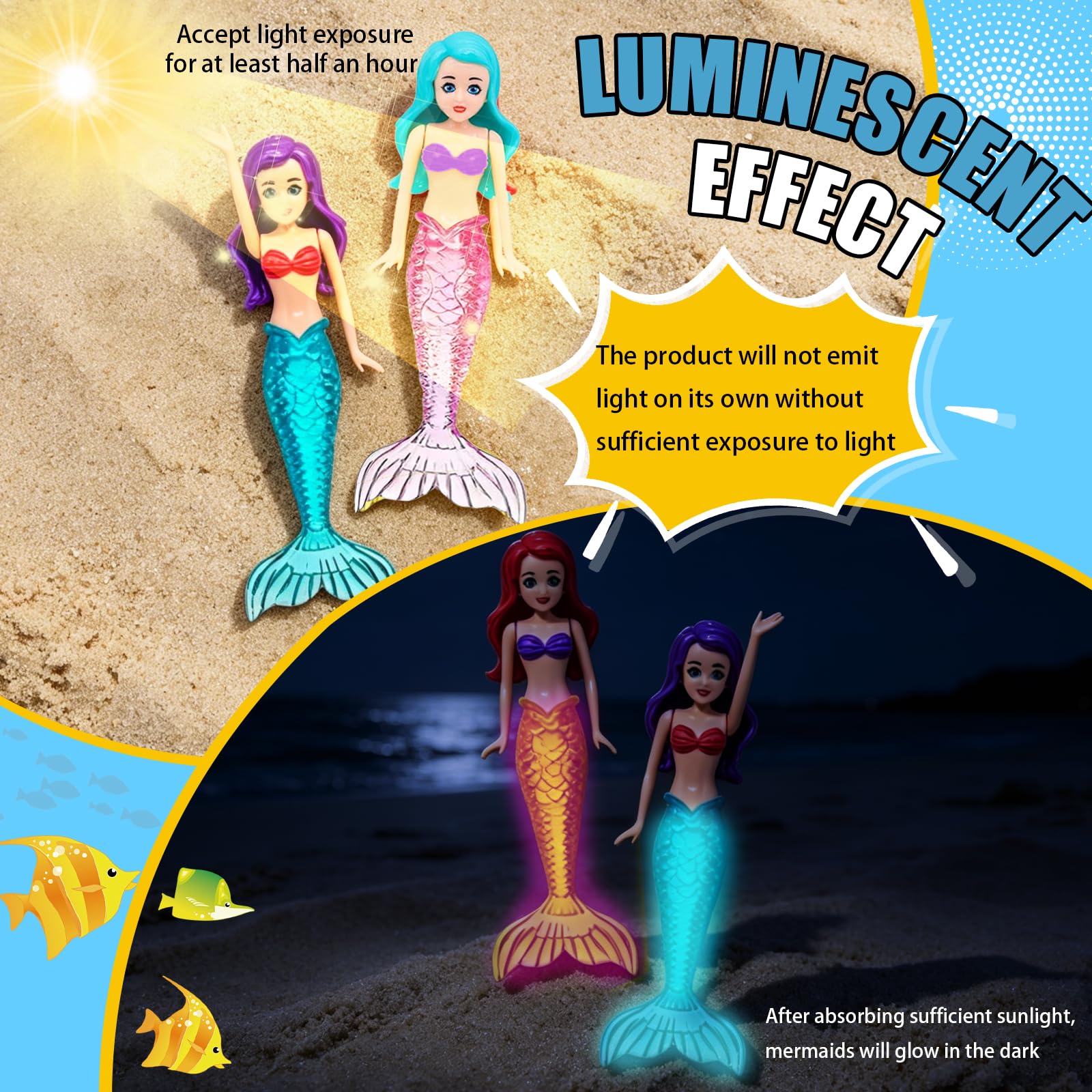 YOUYIKE 30 Pezzi Giocattolo Subacqueo per Bambini, Giocattolo Piscina Sirena con Diamanti Colorati con Scrigno, Alghe, Sirene, Braccialetto per Feste in Piscina, Giochi in Spiaggia, Cacce al Tesoro