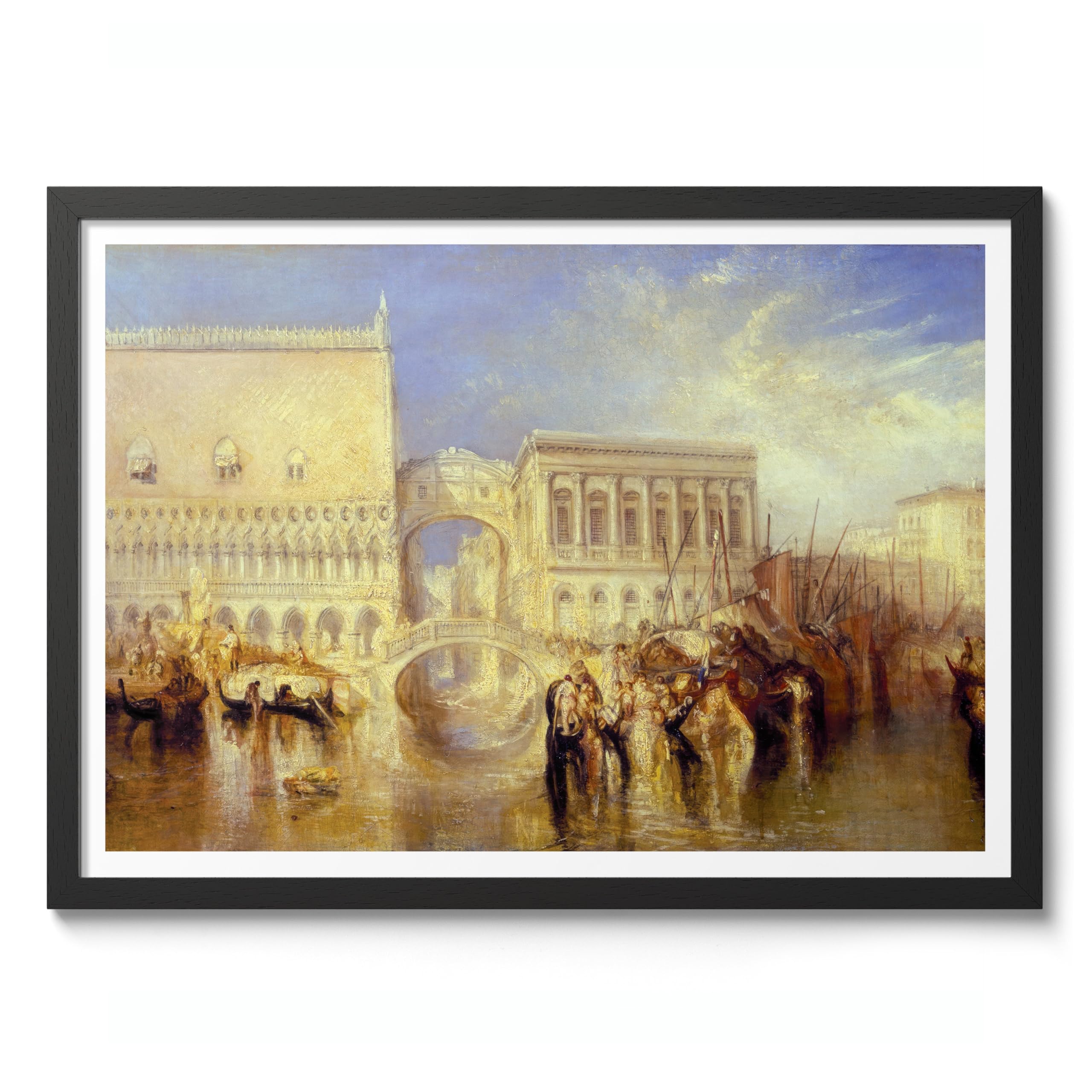 The Bridge Of Sighs Joseph Mallord William Turner Print, Classic Art Painting Print, Romanticism Art Exhibition Wall Art, Vintage Home Decor Picture, A3 (Black Frame) - 45x32.8cm