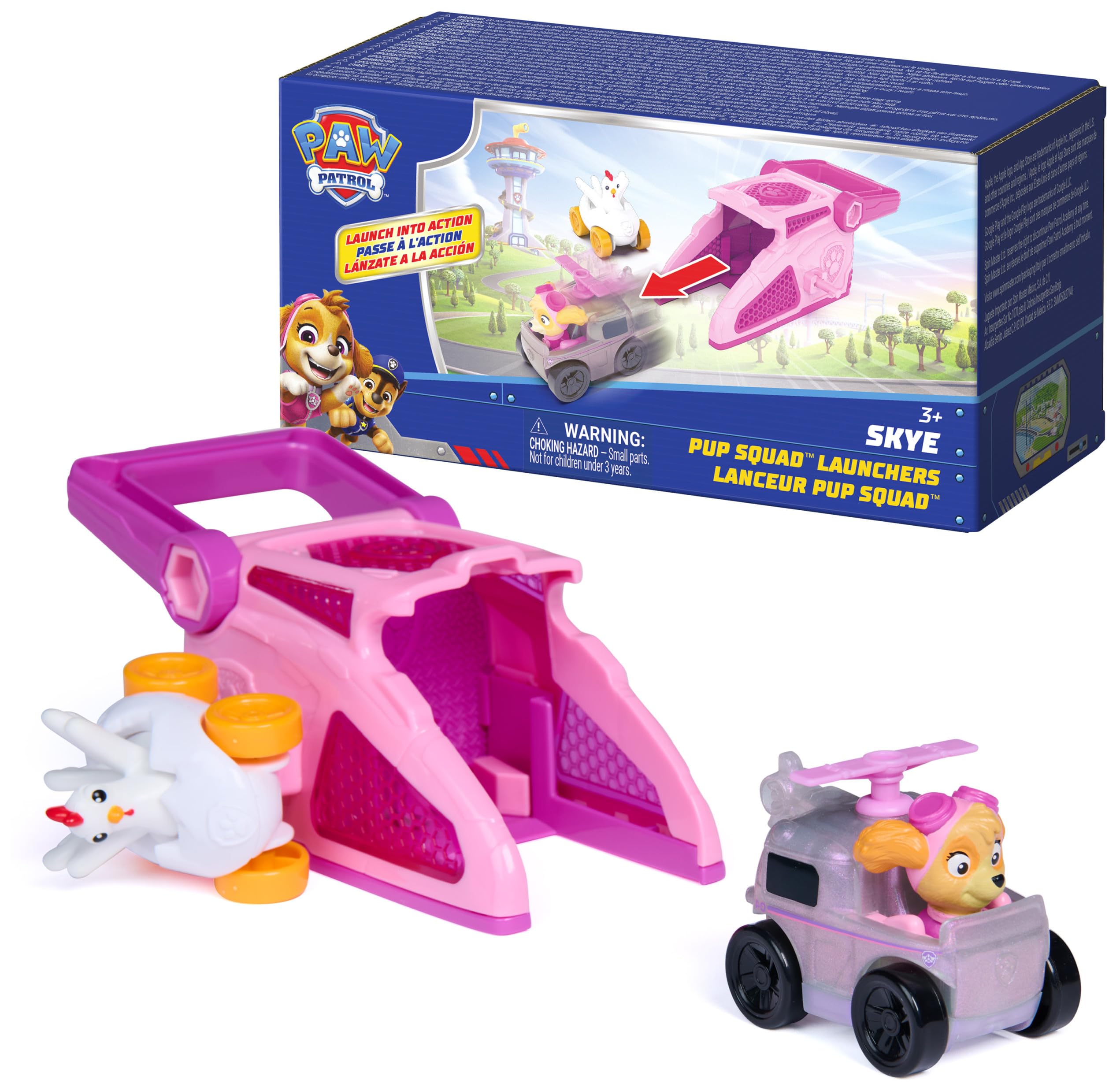 PAW Patrol Skye Pup Squad Launchers with Chickaletta Vehicle 2-Pack, Kids Toys
