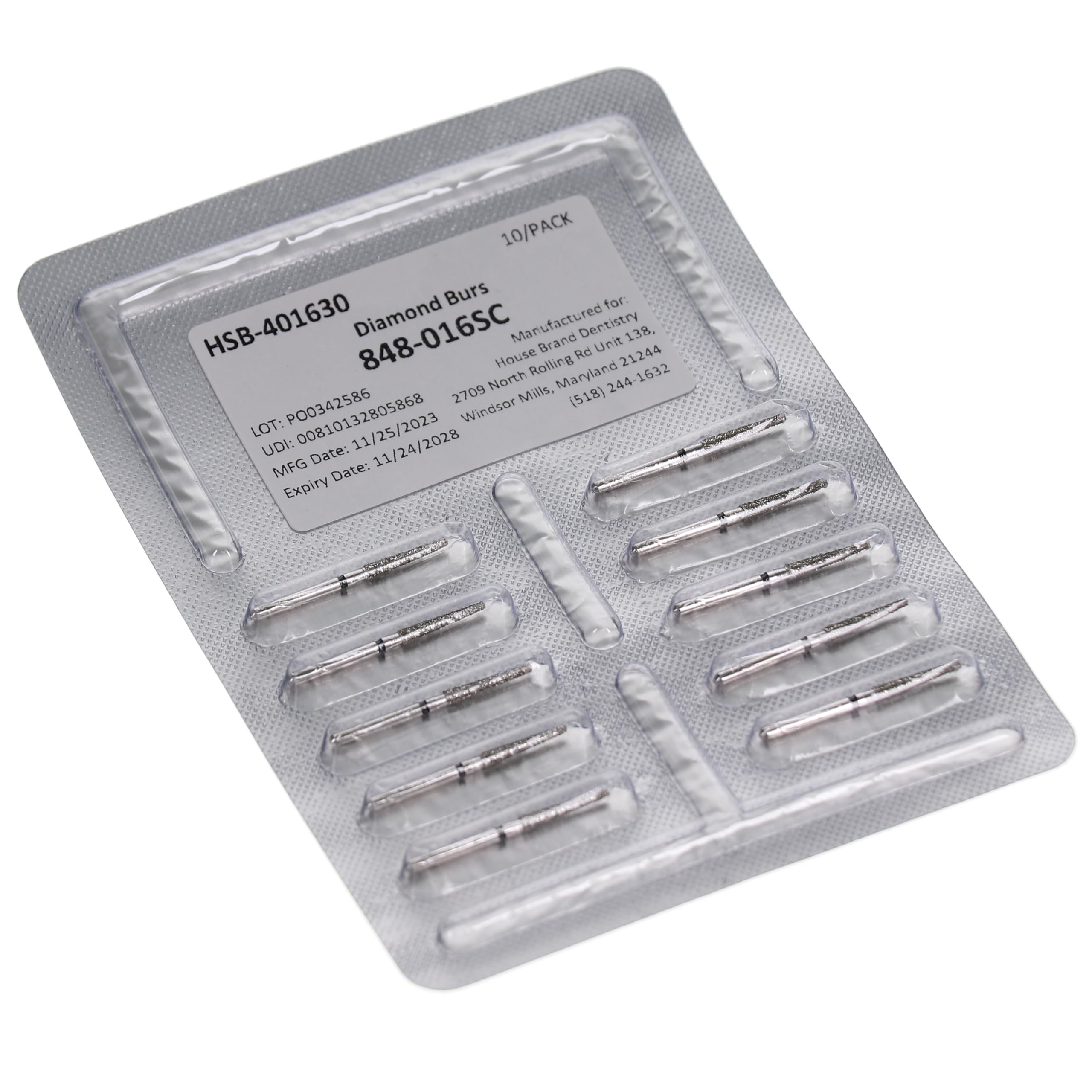 House Brand Dentistry 401630 HSB FG 848-016SC Flat End Taper Super Coarse Grit Diamond Burs 10/Pk