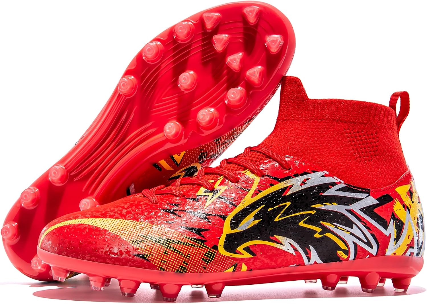 Soccer Cleats Mens Lightweight High-Top Football Cleats for Training | For rugby, flag football, baseball. Outdoor use on soft or hard ground, turf. Designed for high-intensity amateur matches.