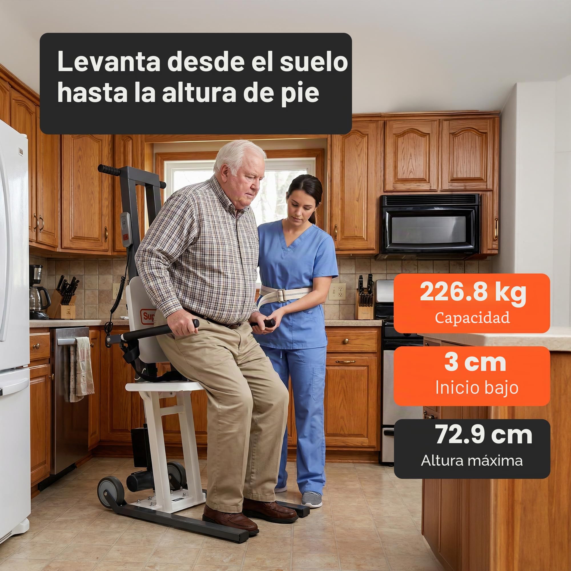 SuperHandy GoRise - Elevador eléctrico de suelo a pie, capacidad de 500 libras, asistencia de pie, portátil, ajustable, ergonómico, fácil almacenamiento, pendiente de patente (FS (elevación de piso))