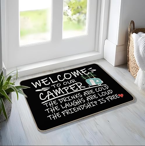 Miniatura 81 de Tapete divertido para puerta de campamento de 17 x 30 pulgadas, regalos de campamento para mujeres, alfombras de cámper para interior, alfombra