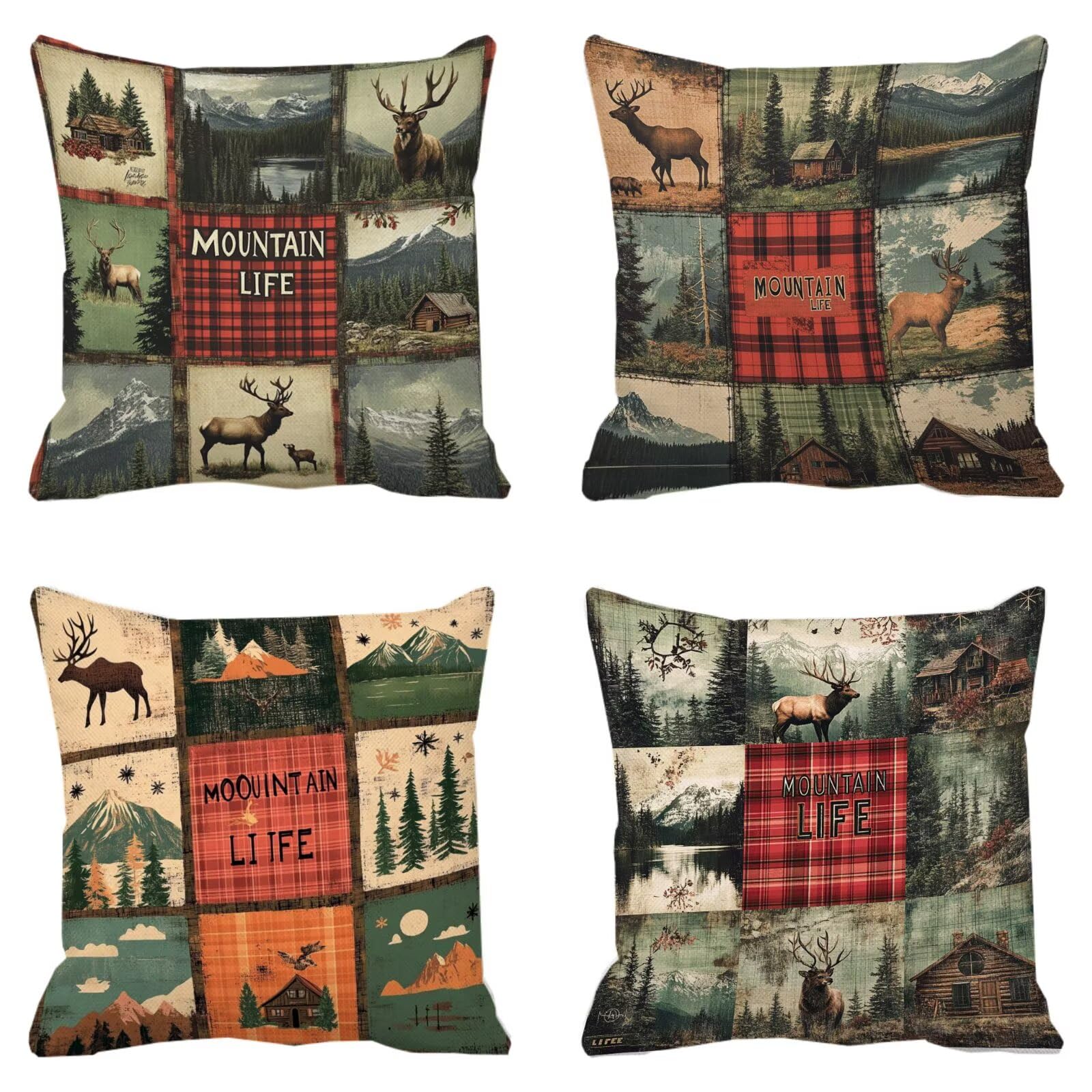 Coussins de jardin décoration maison en lin et motif écossais P-100