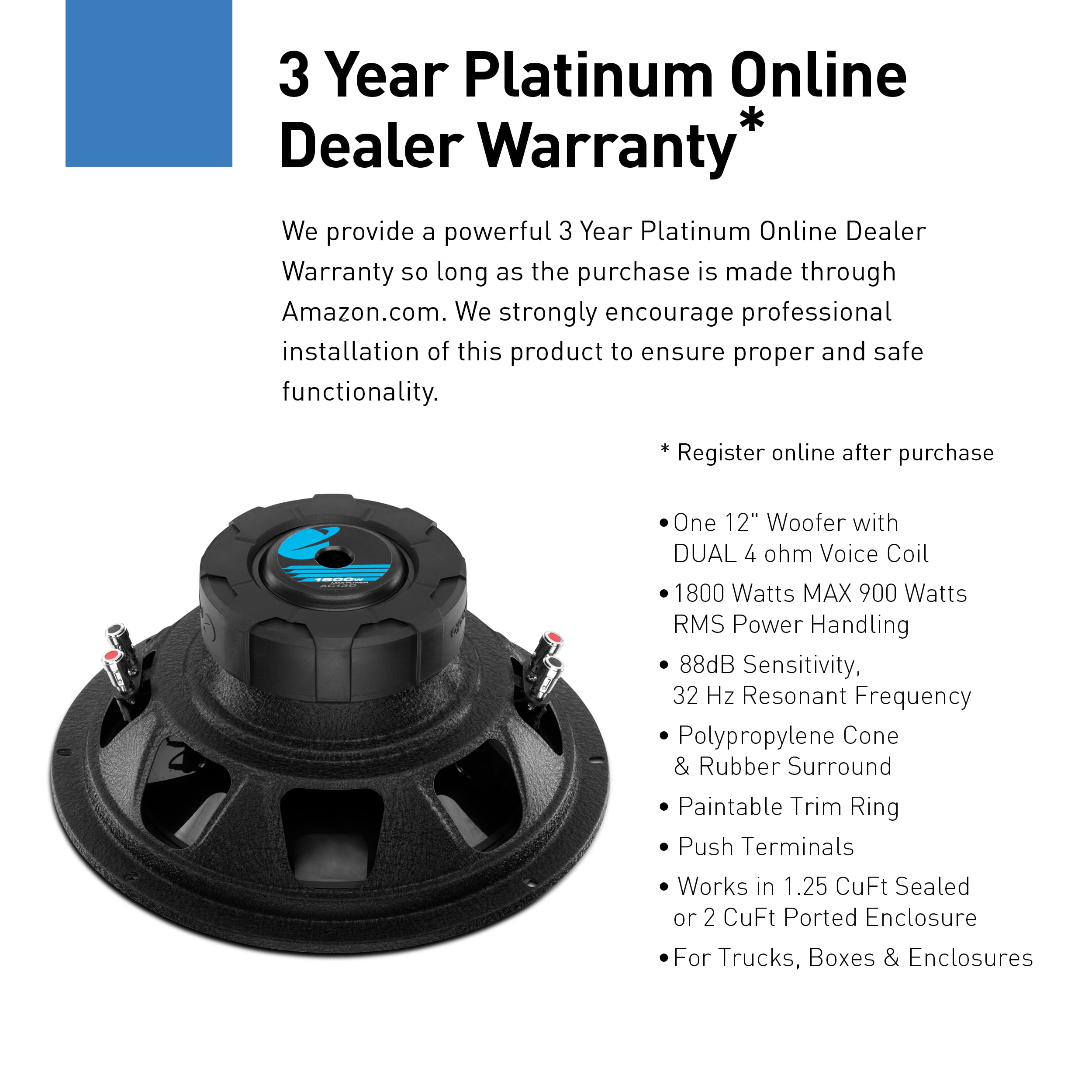 Amazon.com: Planet Audio AC12D Anarchy Series 12 Inch Car