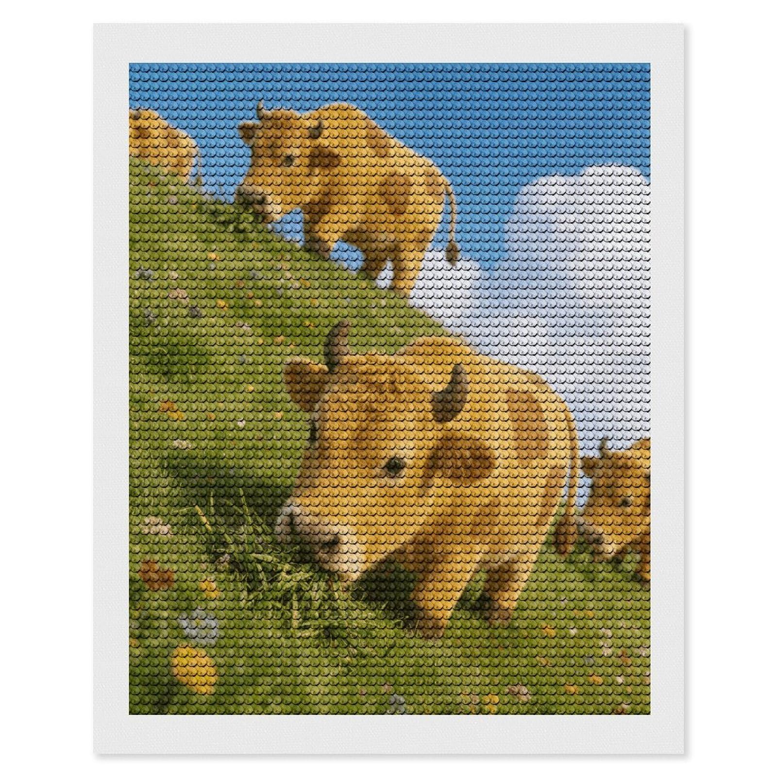 FekiLoot Sunshine Little Golden Calf Paint by Numbers Kit for Adults Beginner DIY Diamond Dots Paintings Round Full Drill Diamond Art Kits Picture Diamond Art Painting Kits for Home Decor 16"x20"