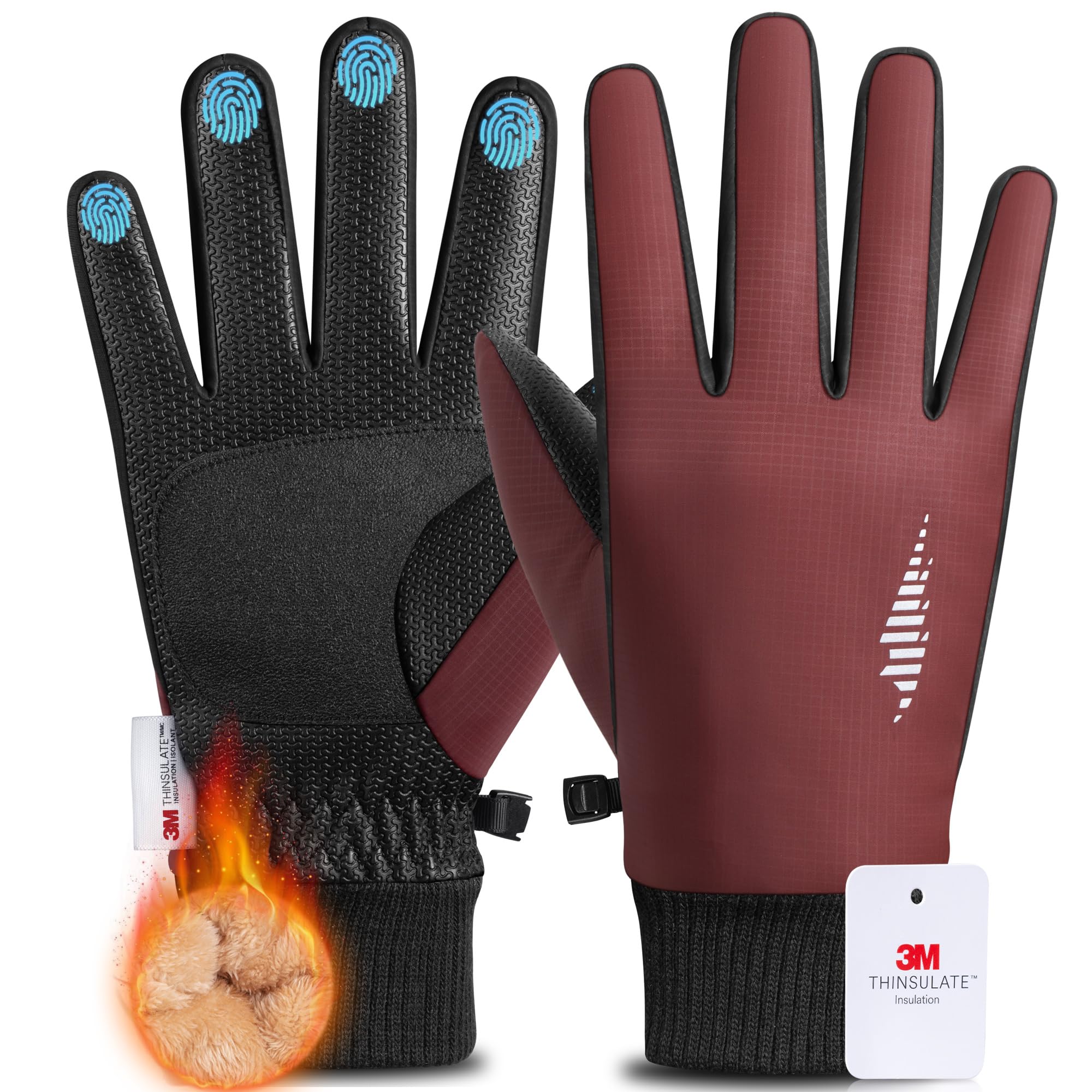 rivmount Winter Waterproof Ski Snow Warm Gloves for Women Men, Windproof Cold Weather Thermal with Touchscreen Fingers, for Running Driving Cycling Hiking Biking Outdoor Sports Daily Work