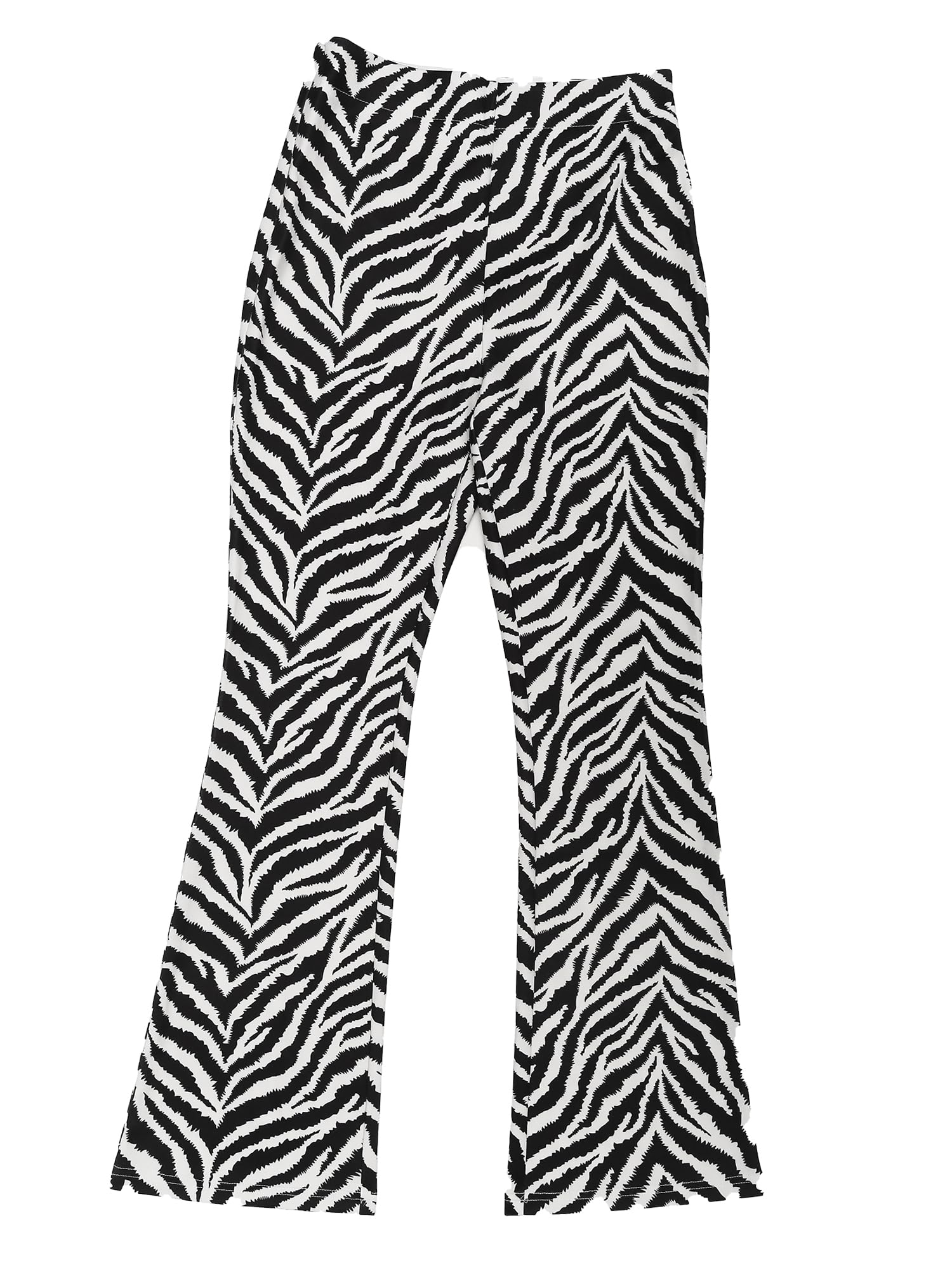 Allegra KWomen's Cow Print High Waist Casual Flare Bell Bottom Stretch Long Pants
