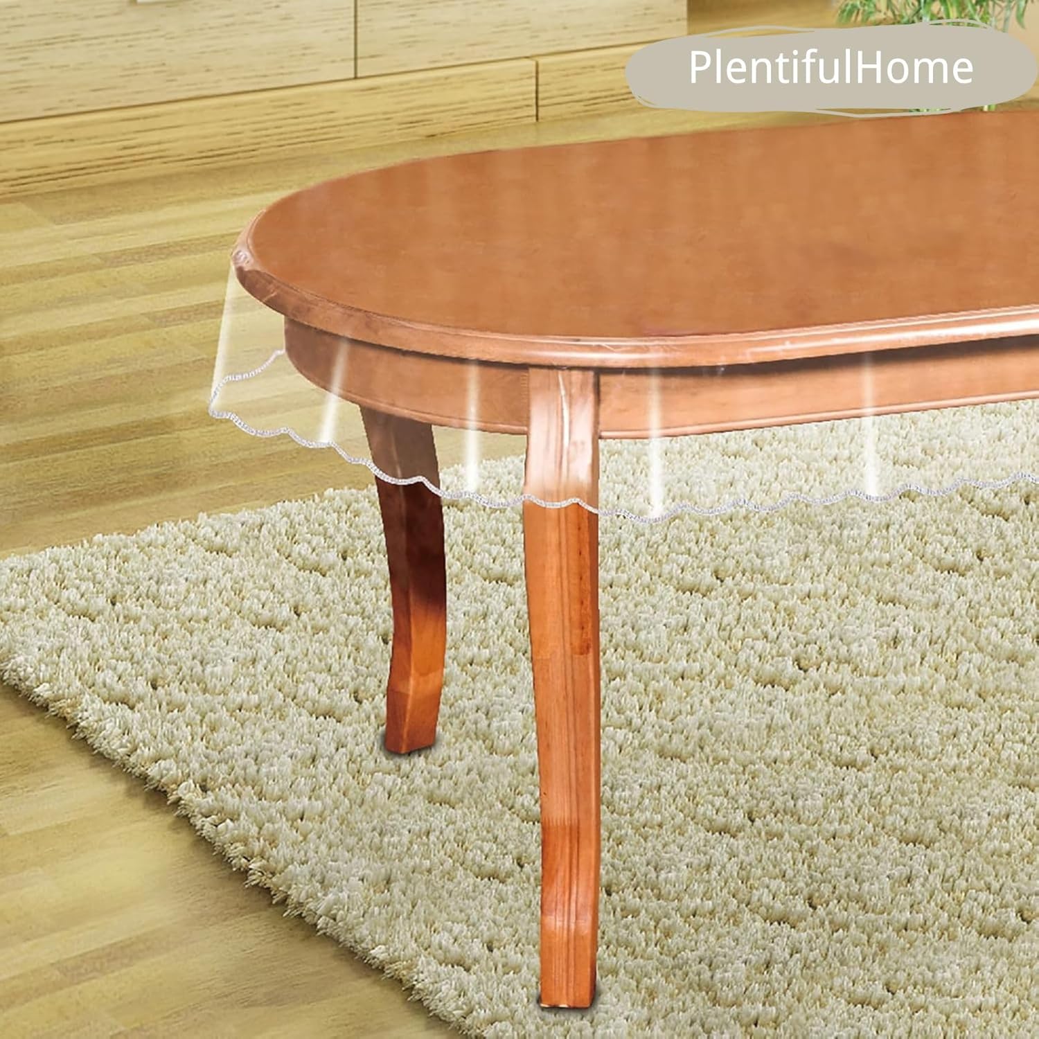 Transparent Oval Tablecloth - 60×90 Inch Waterproof and Oil-Proof Dining Office Table Protection