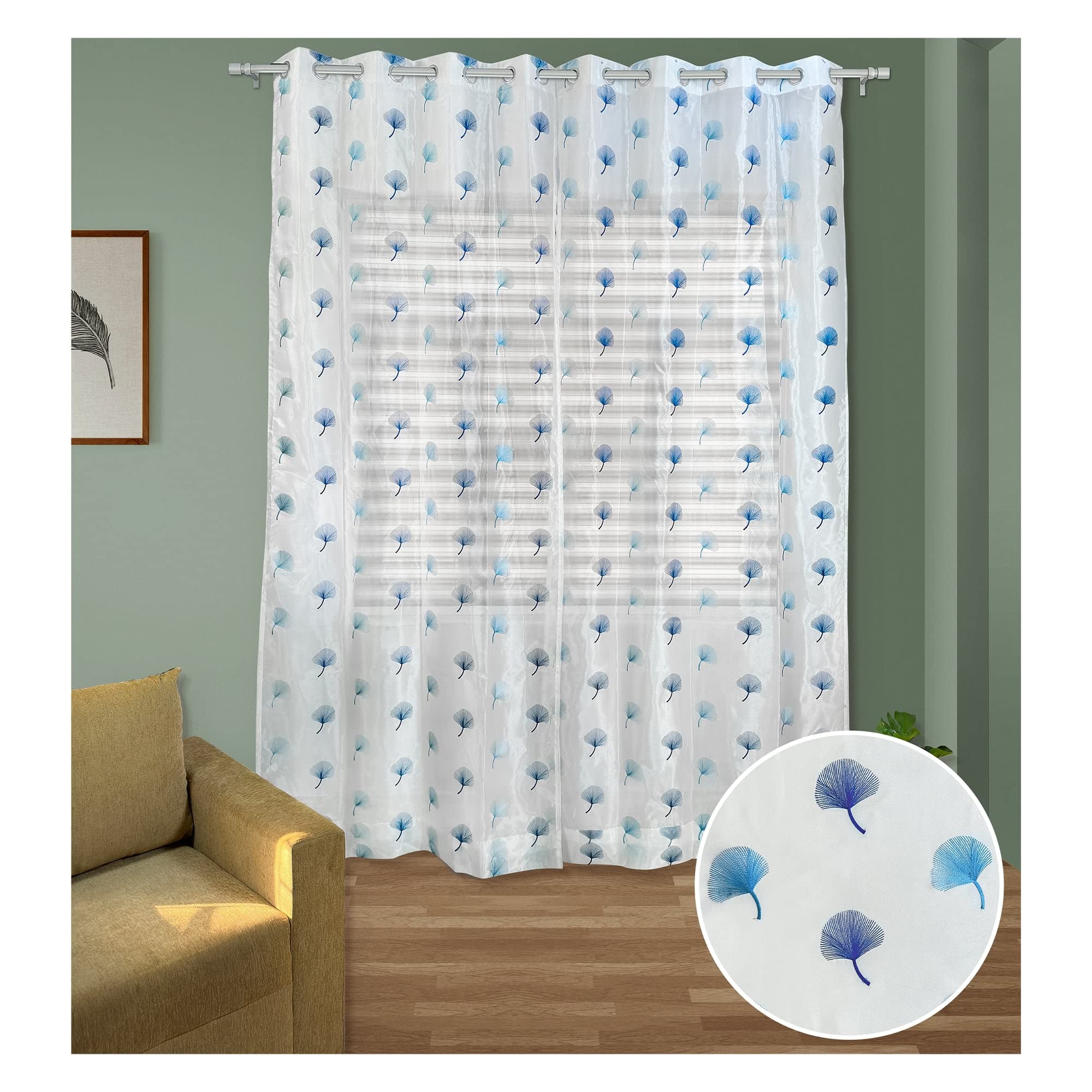 SpecialYou.in White Sheer Embroidered Curtain for Bedroom, Living Room, Guest Bedroom Western, Modern, Boho Home Decor Grommet semi Transparent semi-Privacy 9 * 5ft Curtain 2 Panel Sets