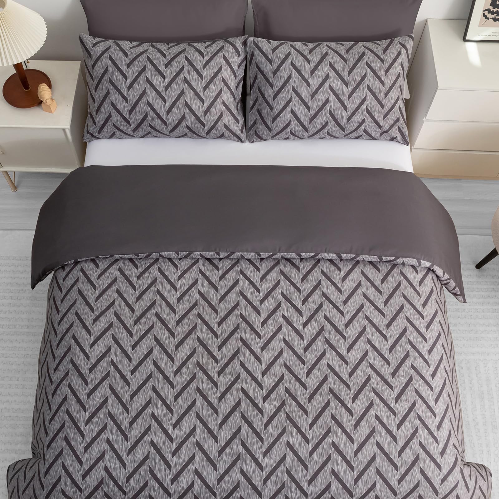 Pamposh King Size Duvet Cover Sets Premium Microfiber Duvet Cover King Size Ultrasoft Hypoallergenic Reversible Bedding Set including Zipper Closure - Image 4
