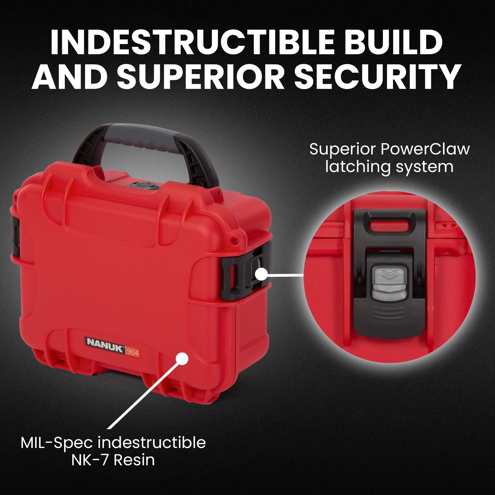 Nanuk Funda rígida Impermeable 904 con Inserto de Espuma, Color Rojo
