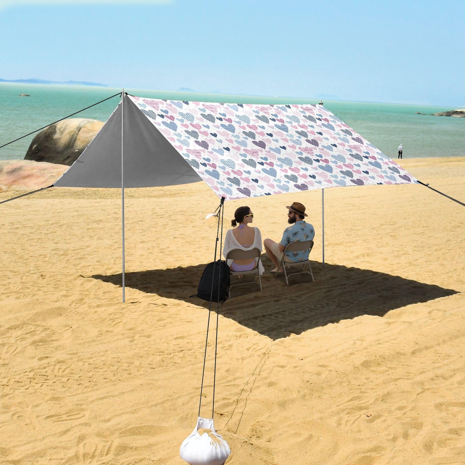 Grand pare-soleil léger UPF50 avec sac de transport pour camping, pique-nique, jardin