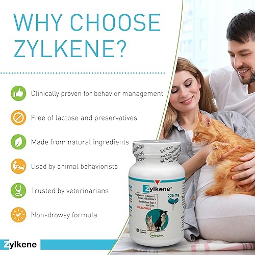 Miniatura 3 de Vetoquinol Zylkene Suplemento calmante de apoyo para perros medianos de 33 a 65 libras ayuda a promover la relajación y reducir los factores de