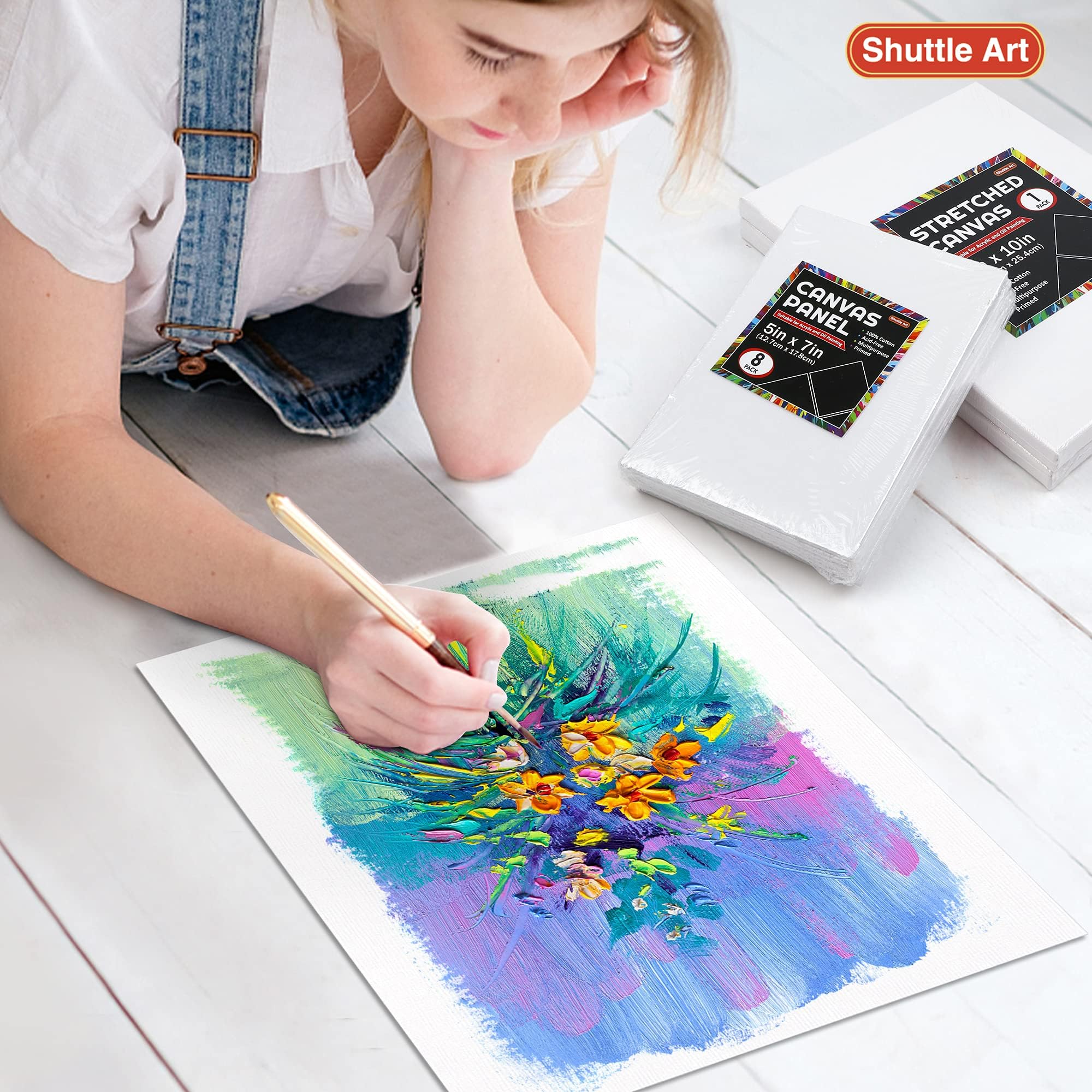 Shuttle Art Canvases for Painting, 34 Pack Multi Sizes Stretched