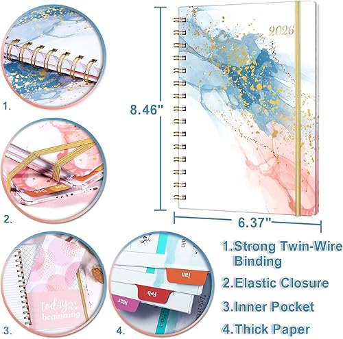 Miniatura 3 de Agenda 2026 – Agenda 2026 semanal y mensual de enero de 2026 a diciembre de 2026, 8.5 x 6.4 pulgadas, planificadores semanales y mensuales de 12