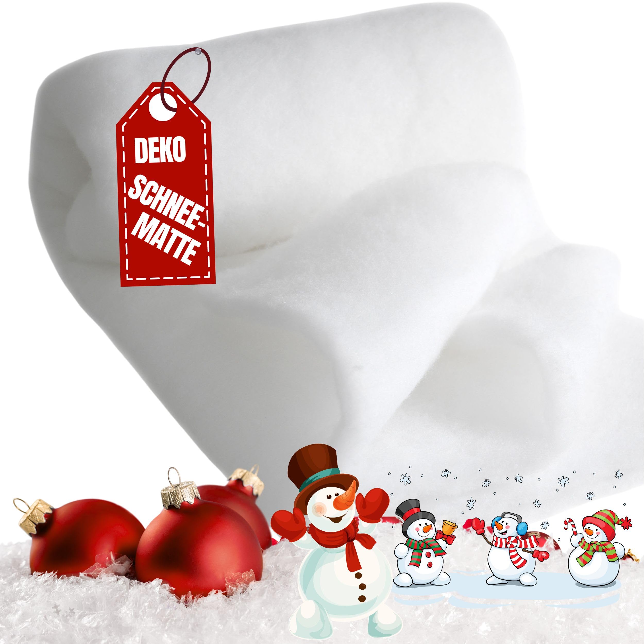 Schneedecke 160x500cm (BxL) - Kunstschnee Deko Schneematte Künstliche Schneewatte Rolle - 5m länge (18mm dick) 180g/m² flächengewicht