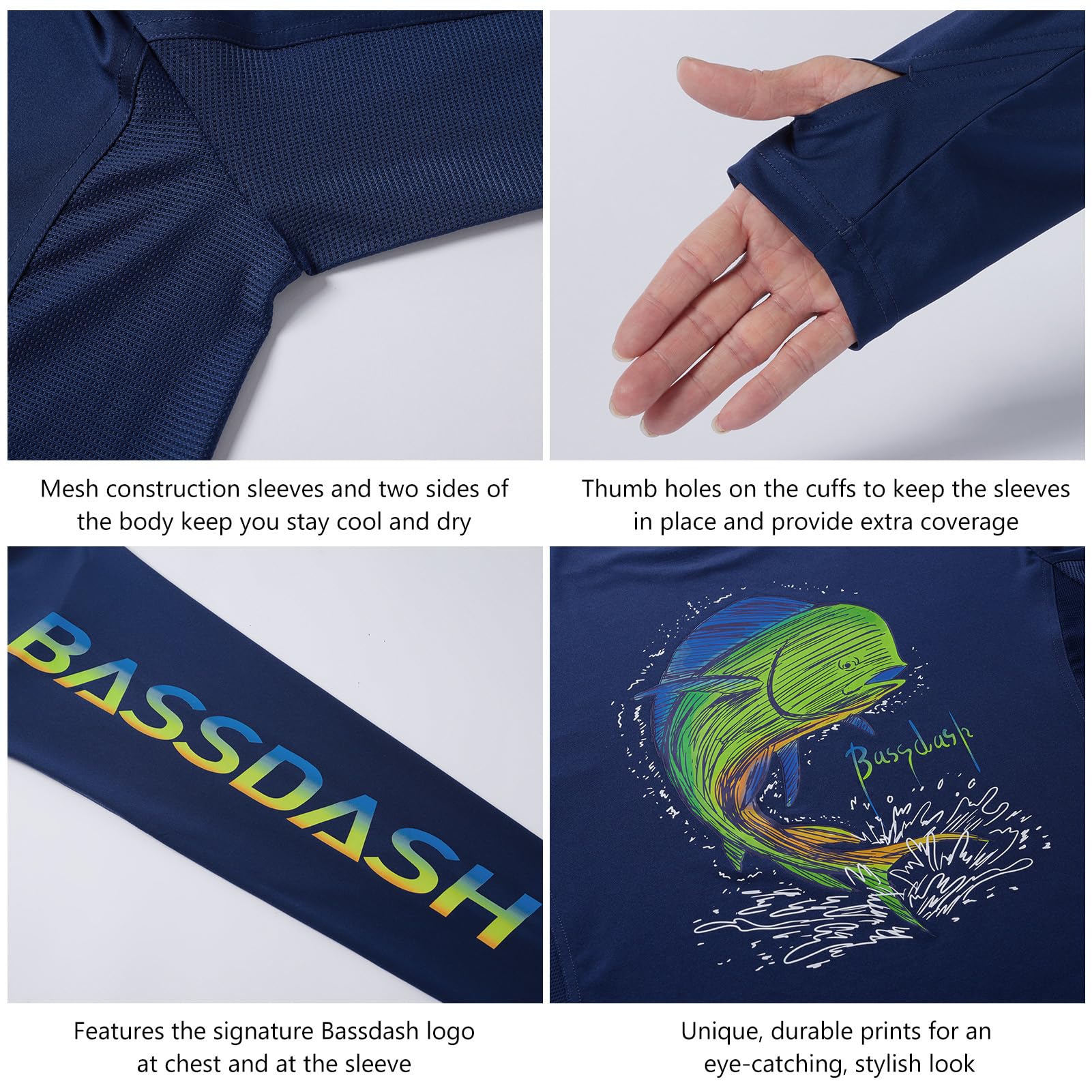 Bassdash Camiseta Proteccion Solar Hombre Manga Larga Camisas Gráficas para Hombre Camisa de Pesca de Manga Larga UPF 50+ Protección Solar UV Que Absorbe la Humedad